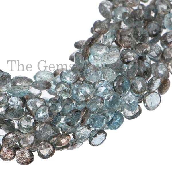 Moss Aquamarine Heart Briolette, Moss Aquamarine Beads, Heart Gemstone Beads