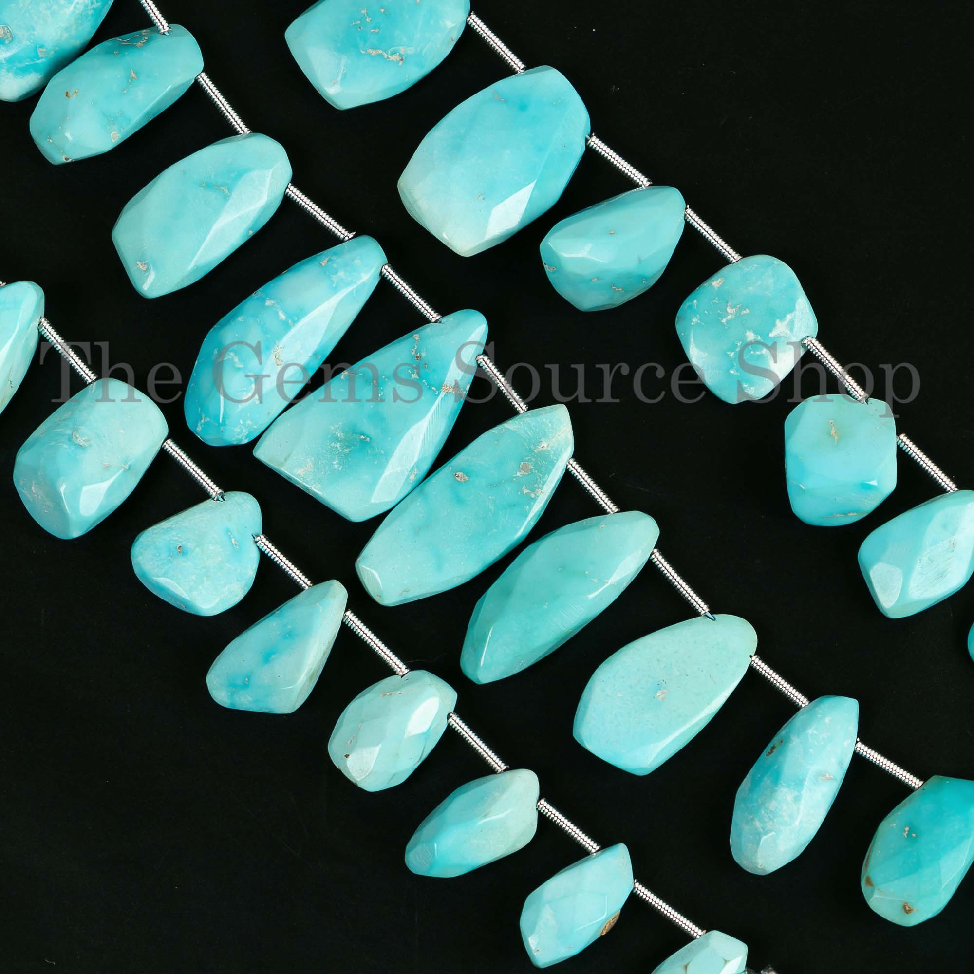 Natural Sleeping Beauty Turquoise Nuggets, Fancy Turquoise Strand, Loose Turquoise Briolette Beads