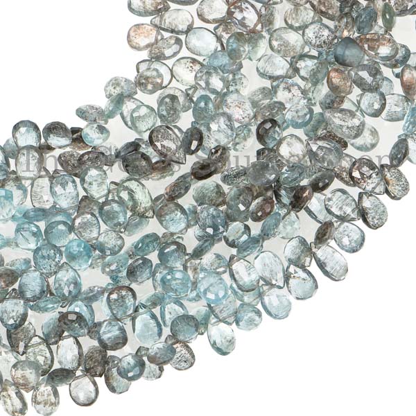 Moss Aquamarine Faceted Pear Beads, Moss Aquamarine Beads, Pear Shape Briolette