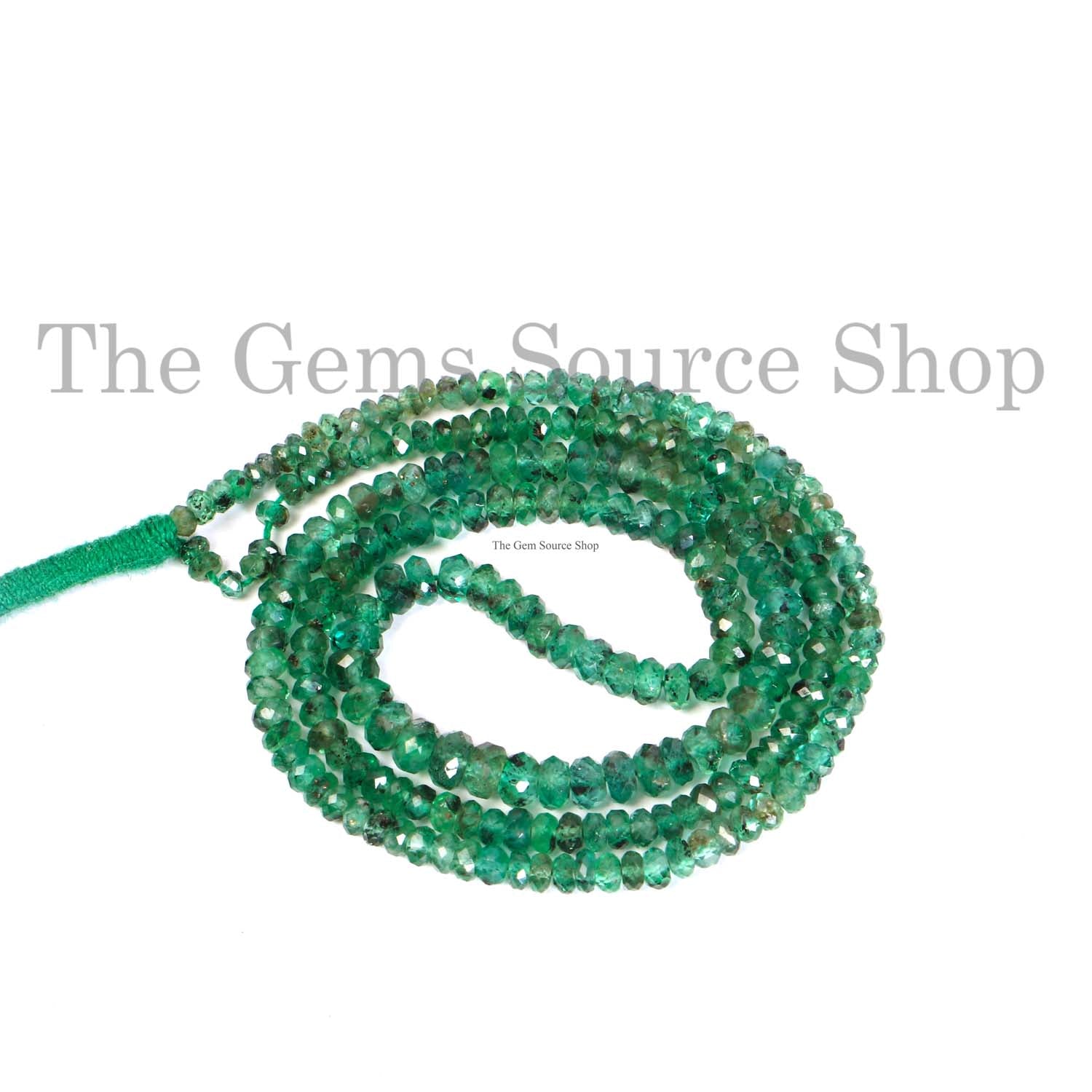 Natural Emerald Beads, Emerald Faceted Beads, Emerald Rondelle Shape Beads, Emerald Gemstone Beads