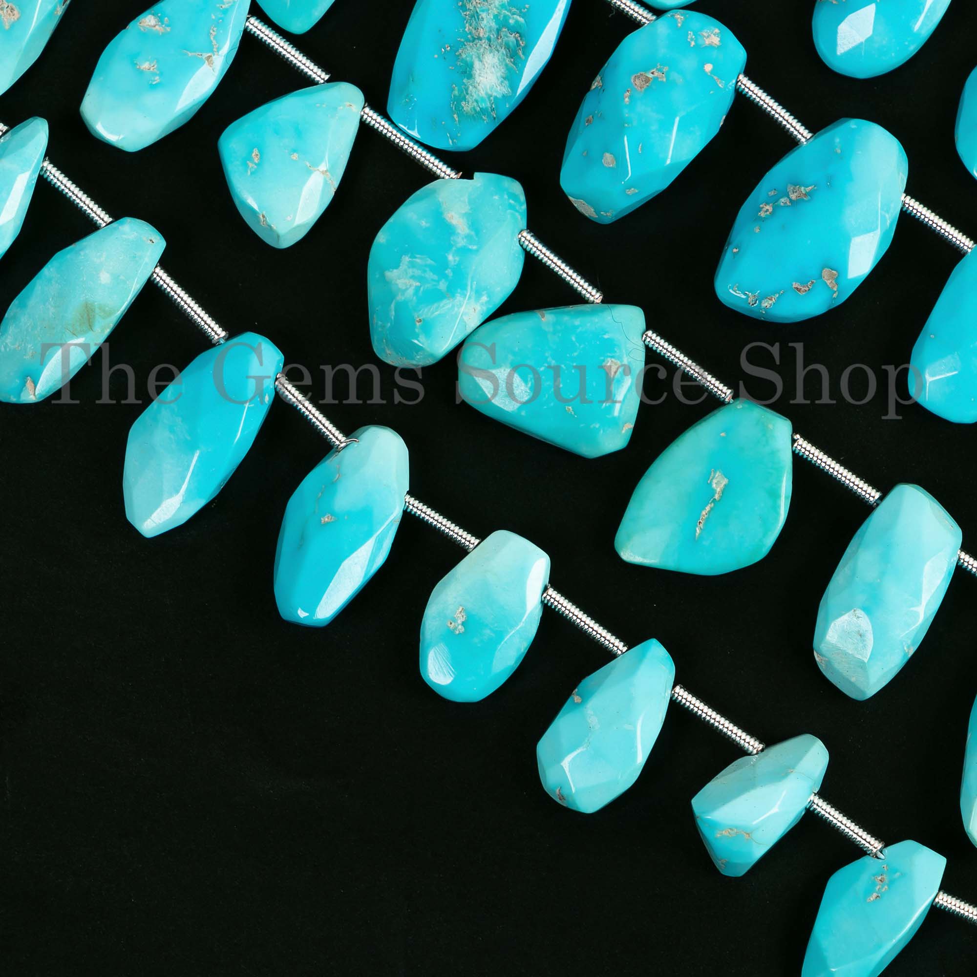 Turquoise Faceted Nuggets, Loose TUrquoise Briolette Tumbles, Natural Turquoise Gemstone