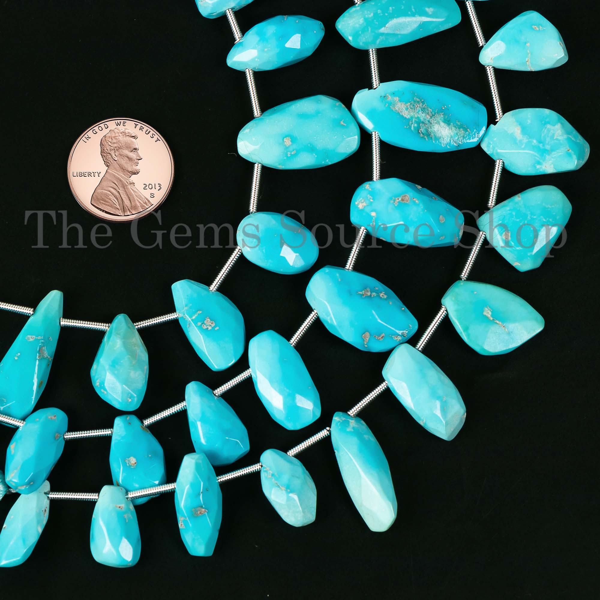 Turquoise Faceted Nuggets, Loose TUrquoise Briolette Tumbles, Natural Turquoise Gemstone