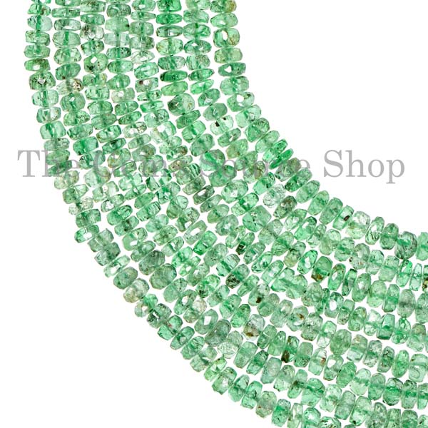 Natural Emerald Faceted Rondelle Beads, Top Quality Emerald Beads, Gemstone Rondelle