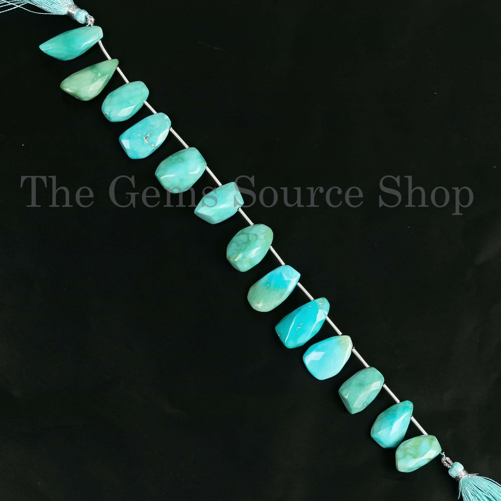 Turquoise Faceted Nuggets, Turquoise Briolette Fancy Beads, Loose Turquoise Strand
