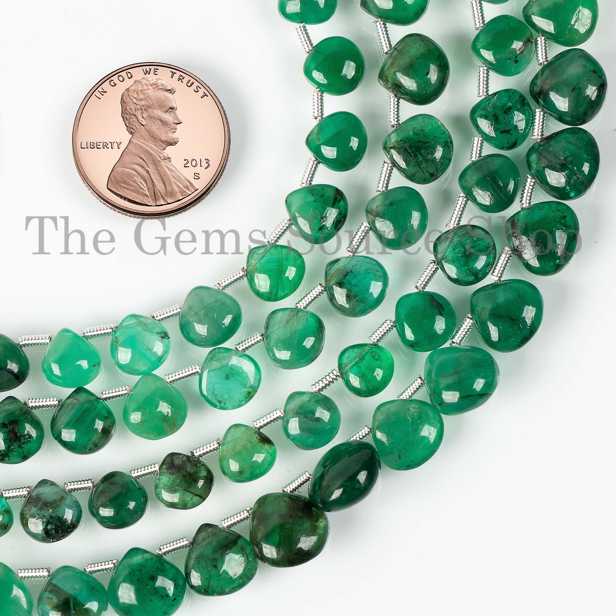 6-8mm Shaded Emerald Smooth Heart Beads, Emerald Heart Side Drill Briolette, Emerald Beads, Gemstone Beads For Jewelry