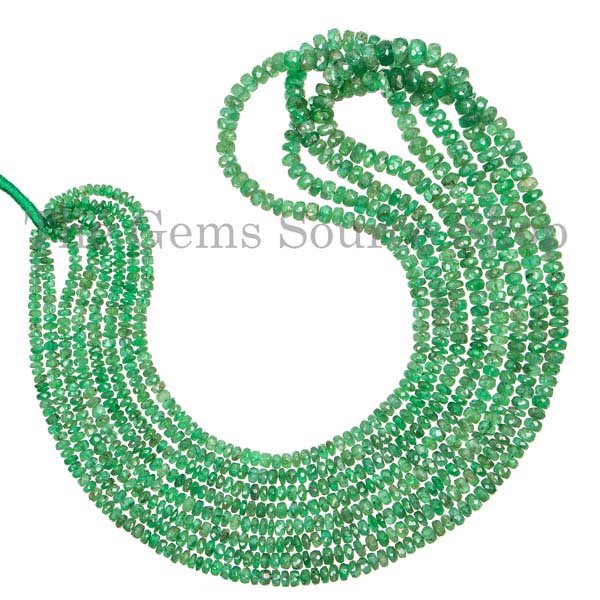 Natural Emerald Faceted Rondelle Beads, Gemstone Beads, Rondelle Beads