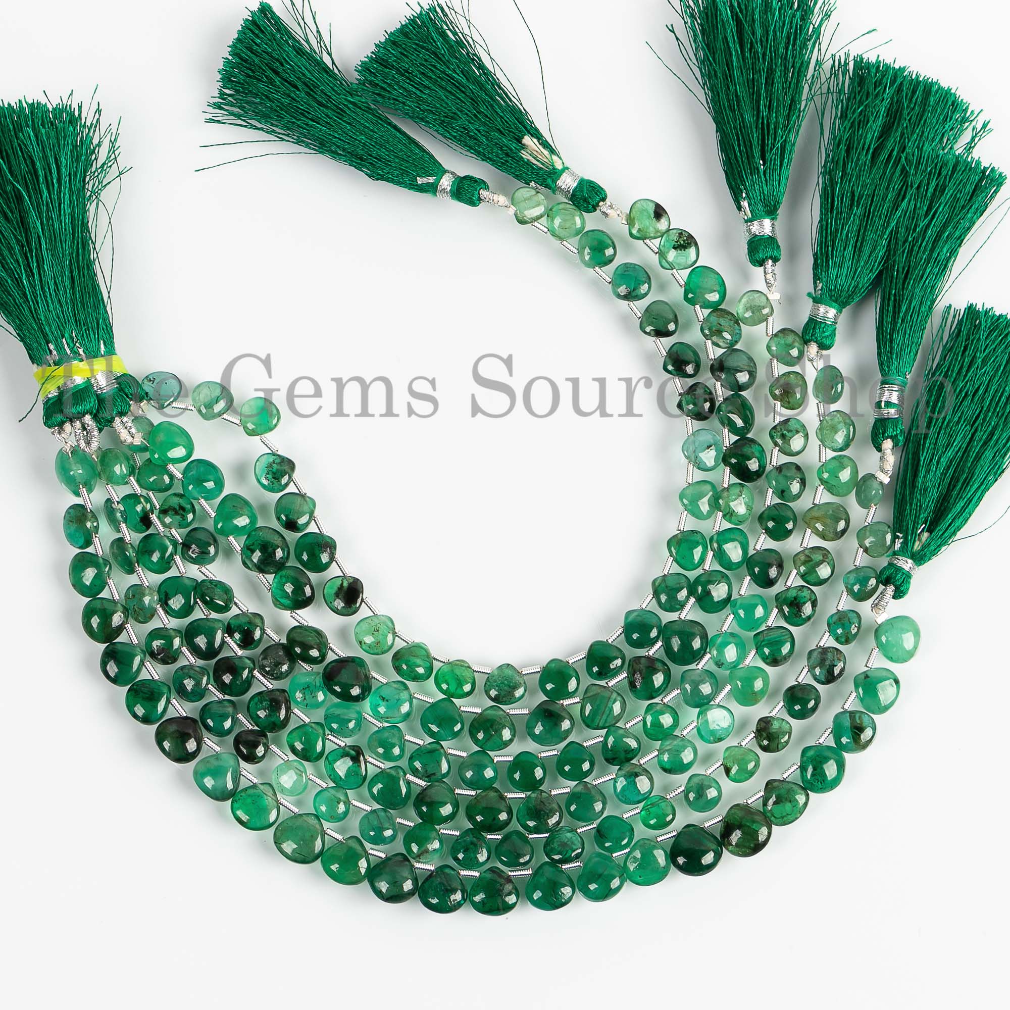 6-8mm Shaded Emerald Smooth Heart Beads, Emerald Heart Side Drill Briolette, Emerald Beads, Gemstone Beads For Jewelry