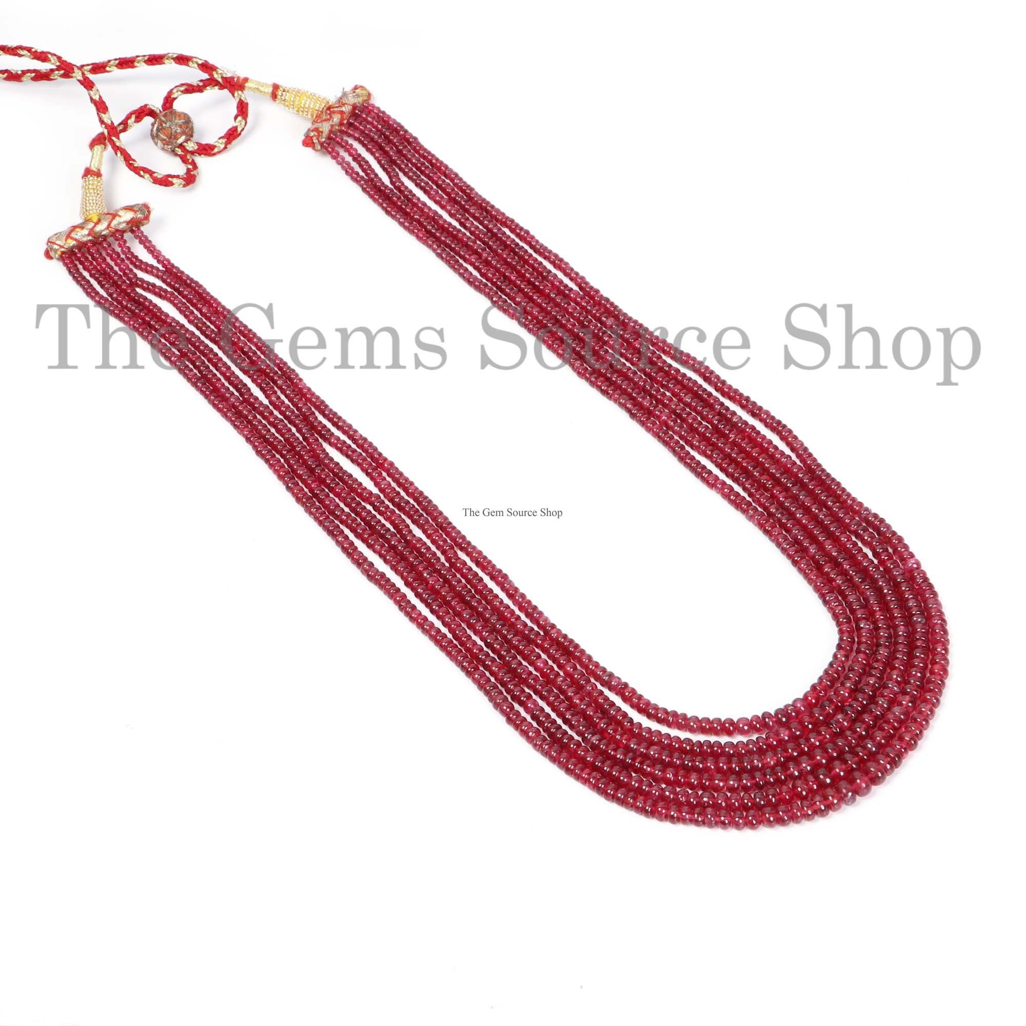 Top Quality Red Spinel Necklace, Smooth Rondelle Beads Necklace, 6 Line Necklace Set, Gemstone Jewelry