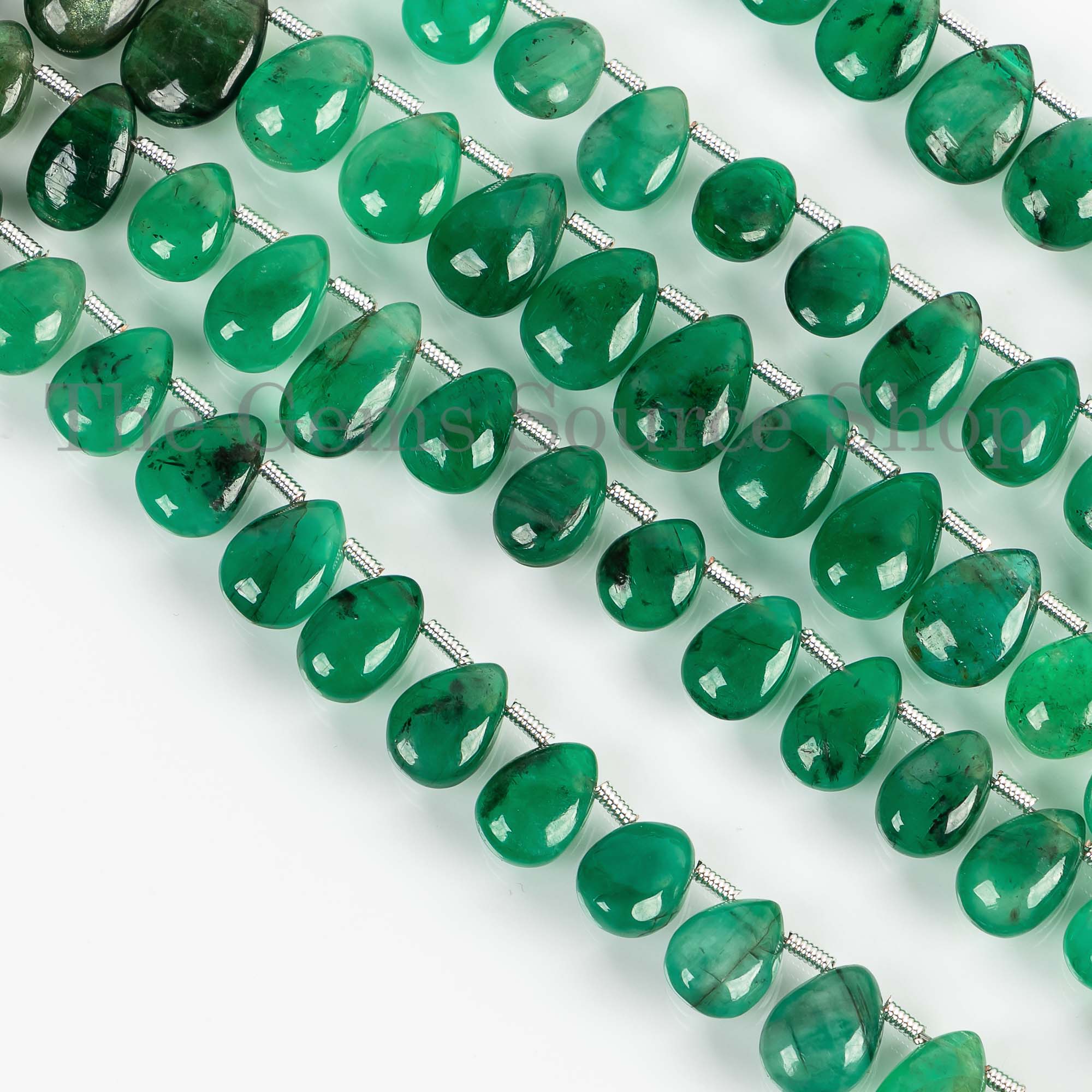 7x9-8x11mm Shaded Emerald Smooth Pear Beads, Emerald Pear Side Drill Briolette, Emerald Gemstone Beads, Jewelry Making