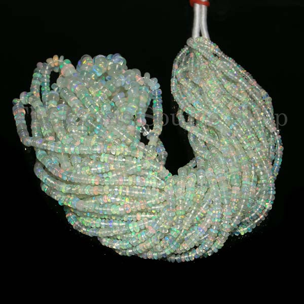 Ethiopian Opal Smooth Rondelle Beads, Ethiopian Opal Rondelles, Opal Beads,