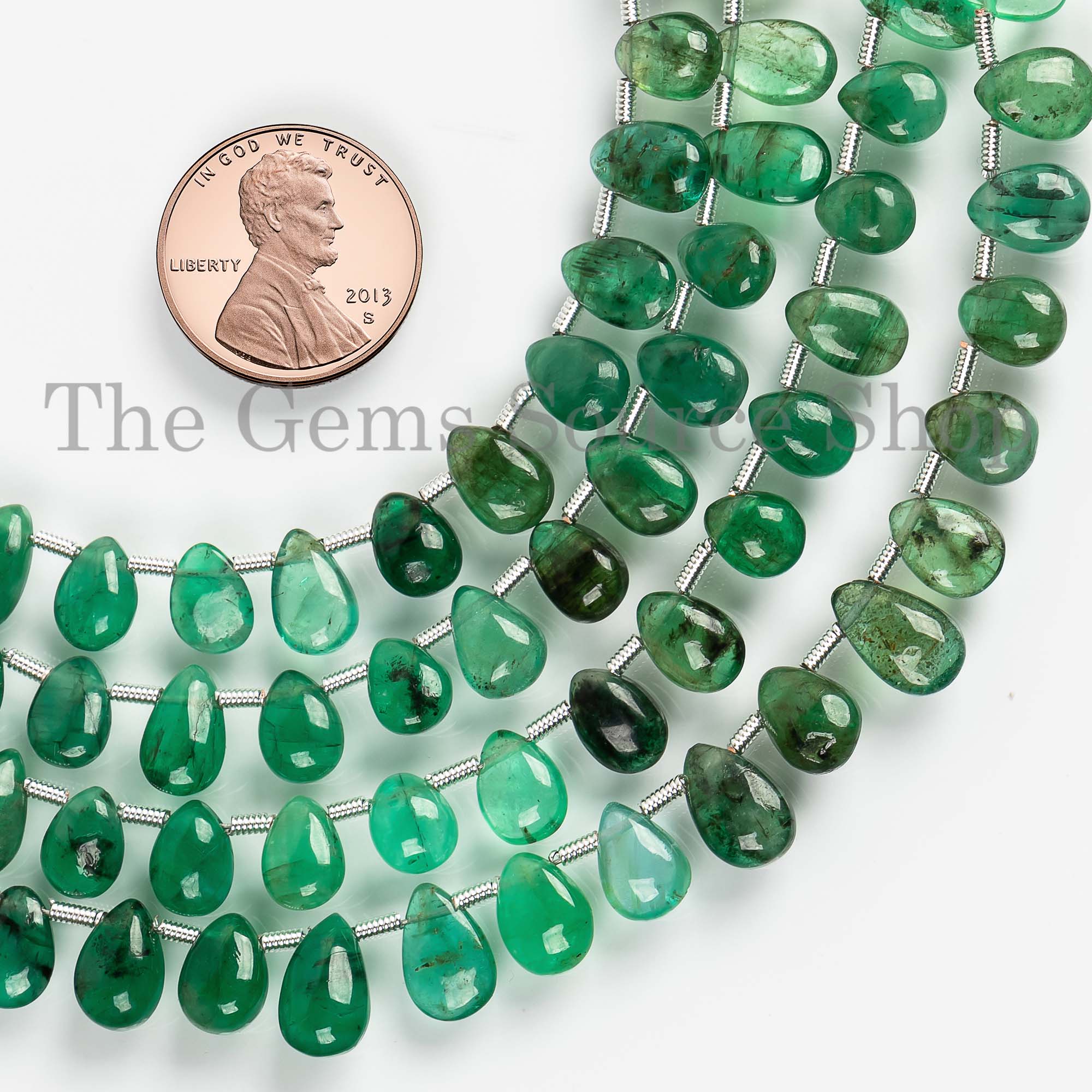 Shaded Emerald Smooth Pear Beads, 6x8-6.5x9mm Side Drill Gemstone Beads, Jewelry Making Beads, Pear Briolette, Smooth Beads