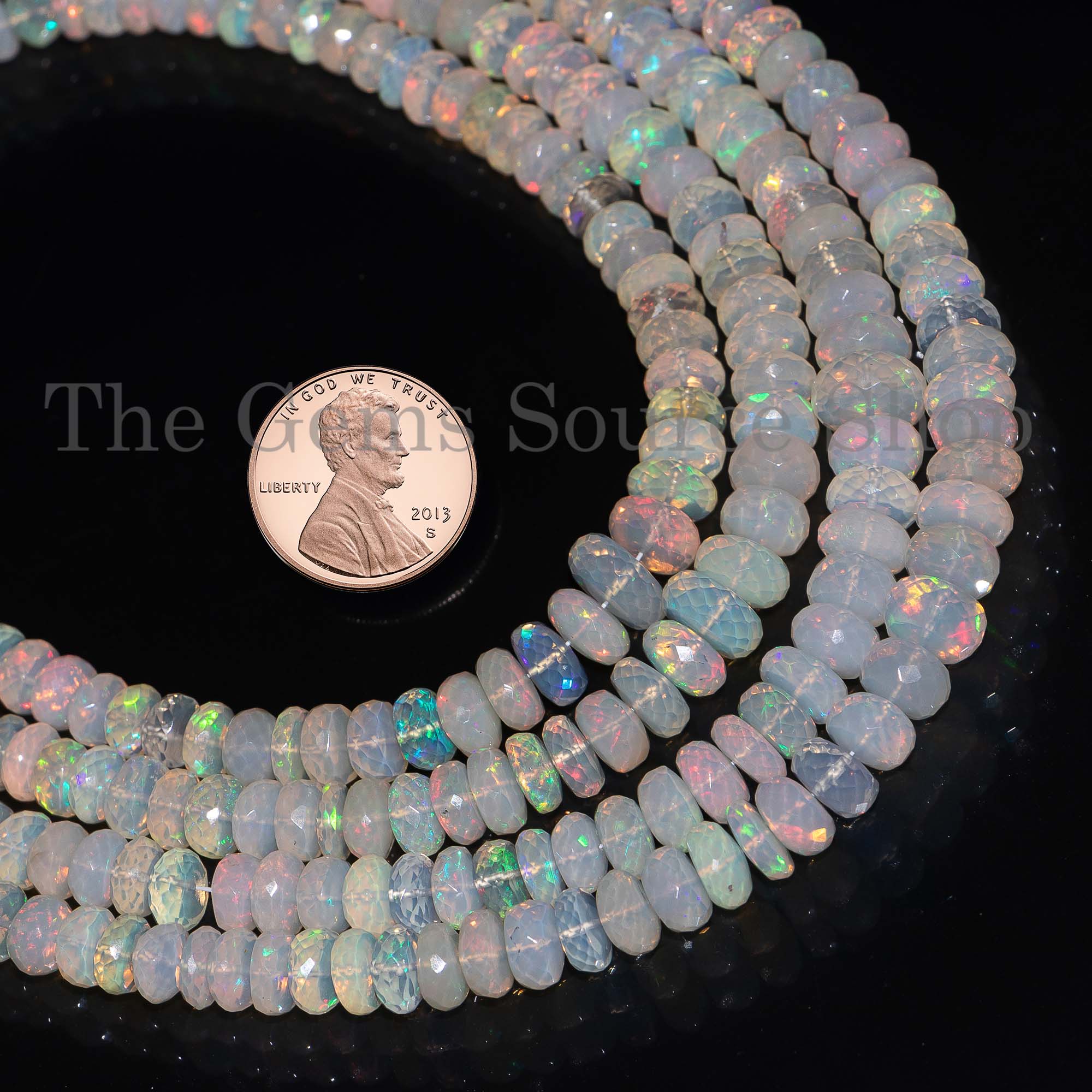 Ethiopian Opal Beads, Opal Rondelle Beads, Faceted Beads, Natural Opal Gemstone