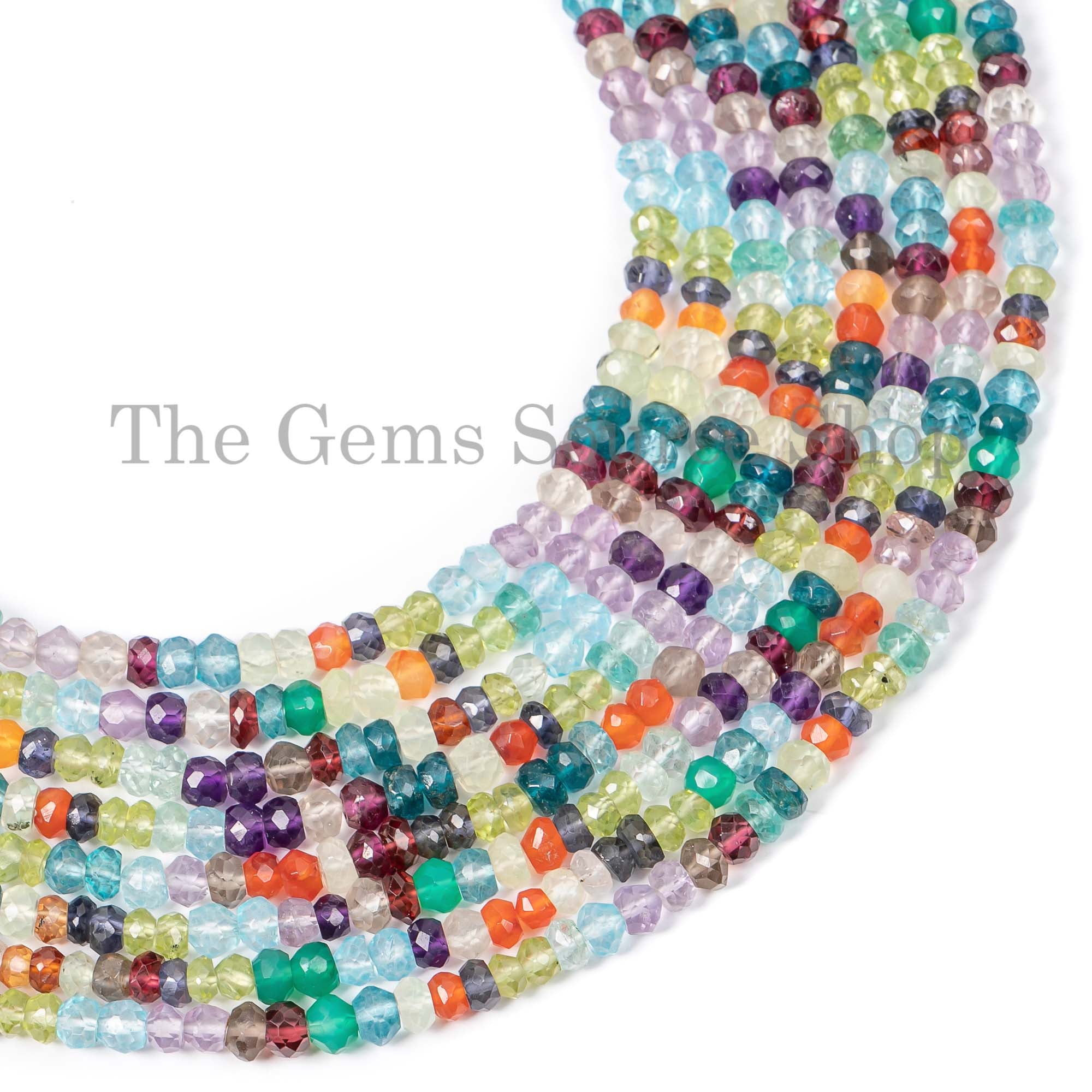 4-4.5mm Multi Gemstone Faceted Rondelle Beads, Disco Gemstone Faceted Beads, Rondelle Beads