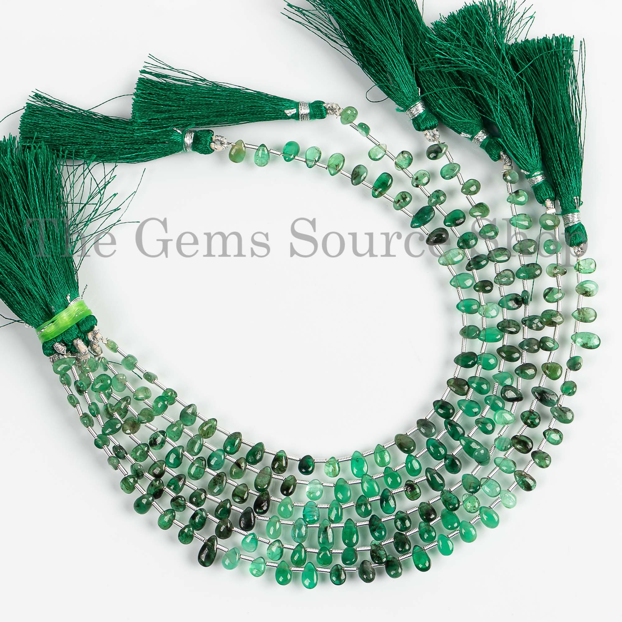 Shaded Emerald Smooth Beads, Emerald Pear Shape Beads, Side Drill Pears, Plain Emerald Beads, Shaded Beads, 4x5.5-4.5x7mm Emerald Beads