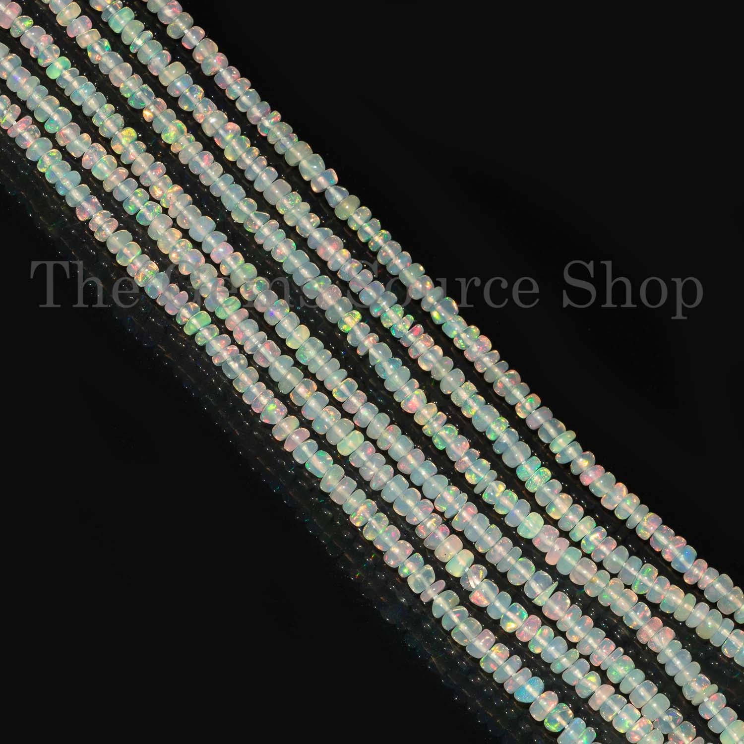 Natural Ethiopian Opal Beads, Smooth Rondelle Shape Beads, Ethiopian Opal Gemstone Beads