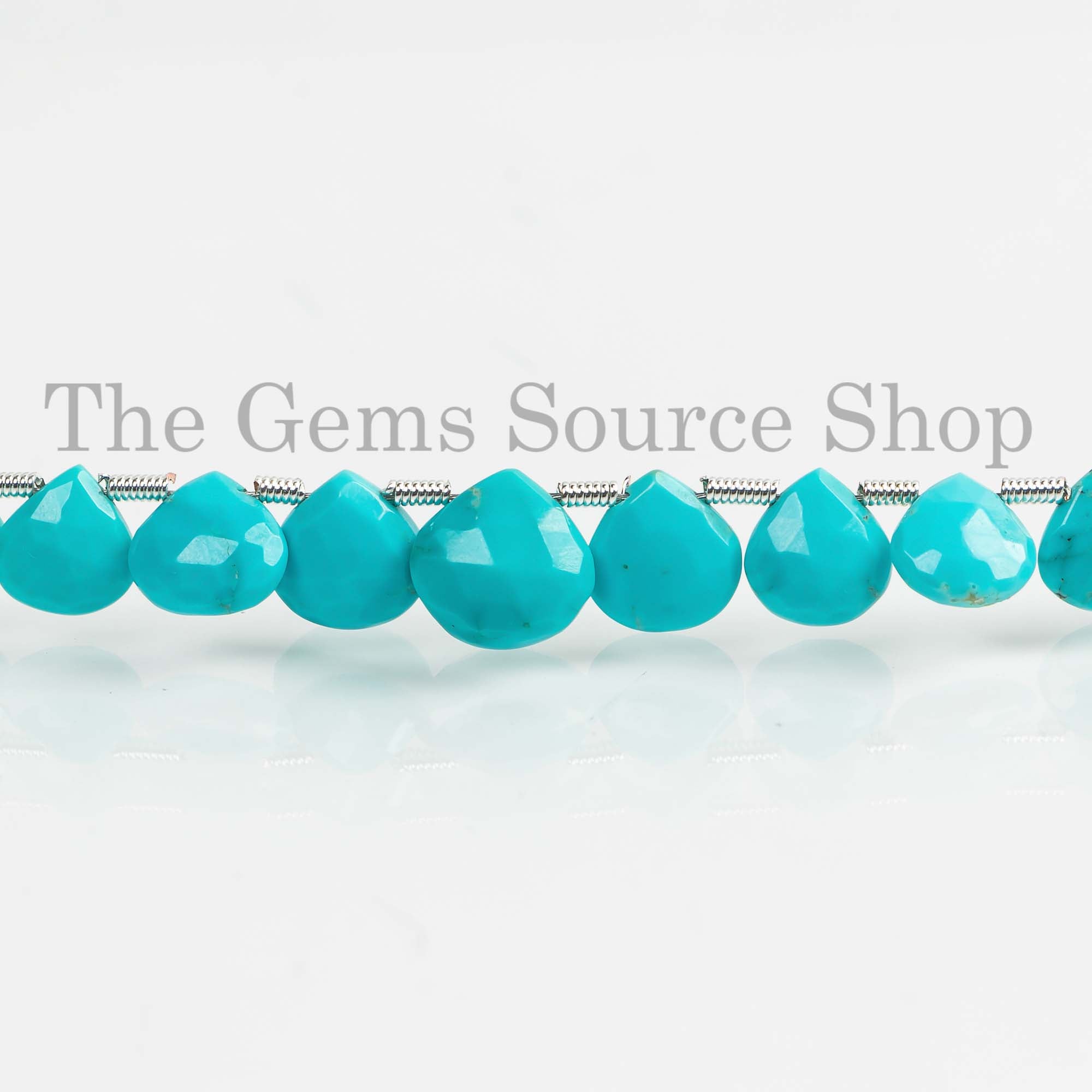 6-9mm Top Quality Sleeping Beauty Turquoise Beads, Turquoise Gemstone Beads, Heart Shape Briolettes, Jewelry Making, Faceted Heart Beads