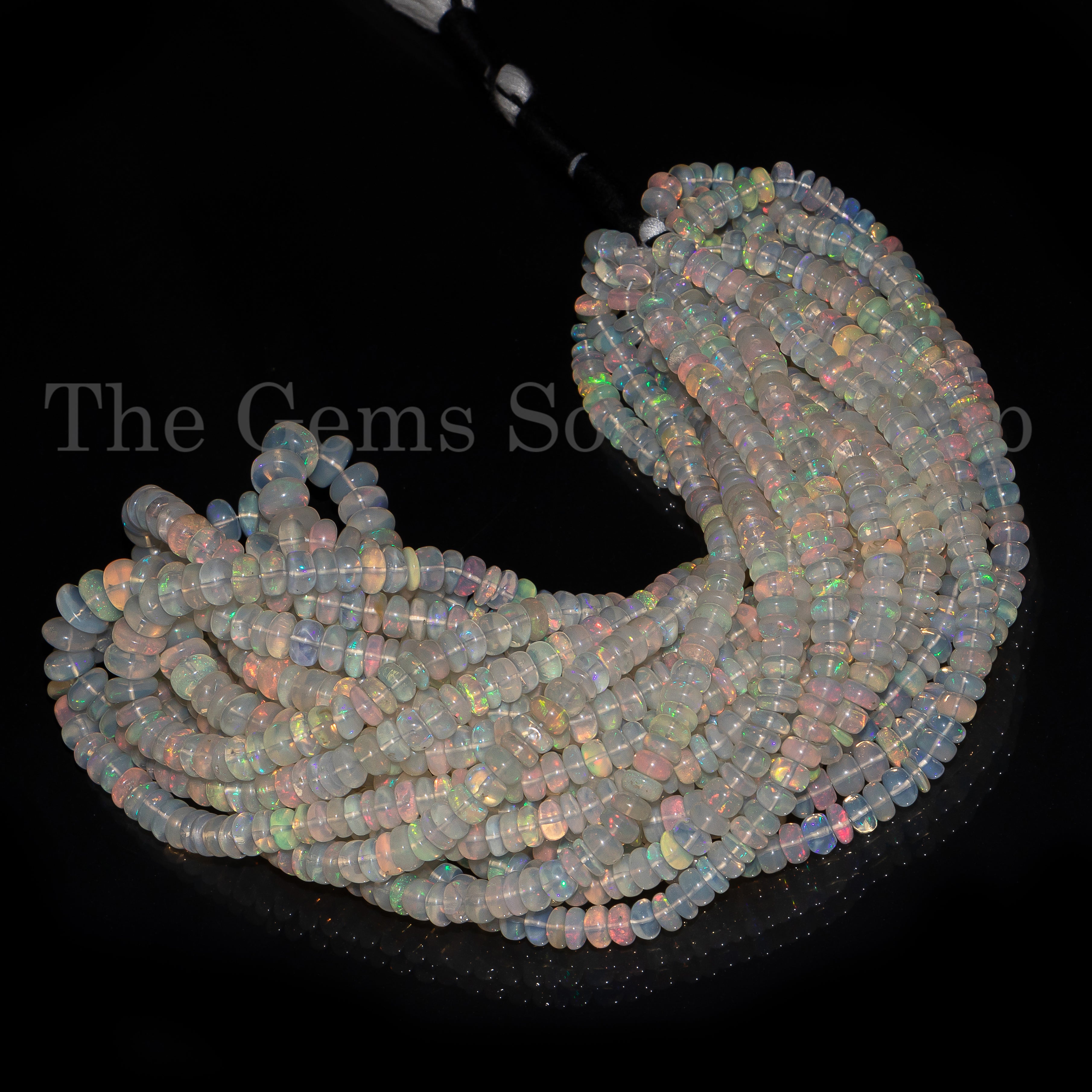 Big Size Ethiopian Opal Beads, Natural Opal Smooth Rondelle Shape, Flashy Ethiopian Opal Gemstone