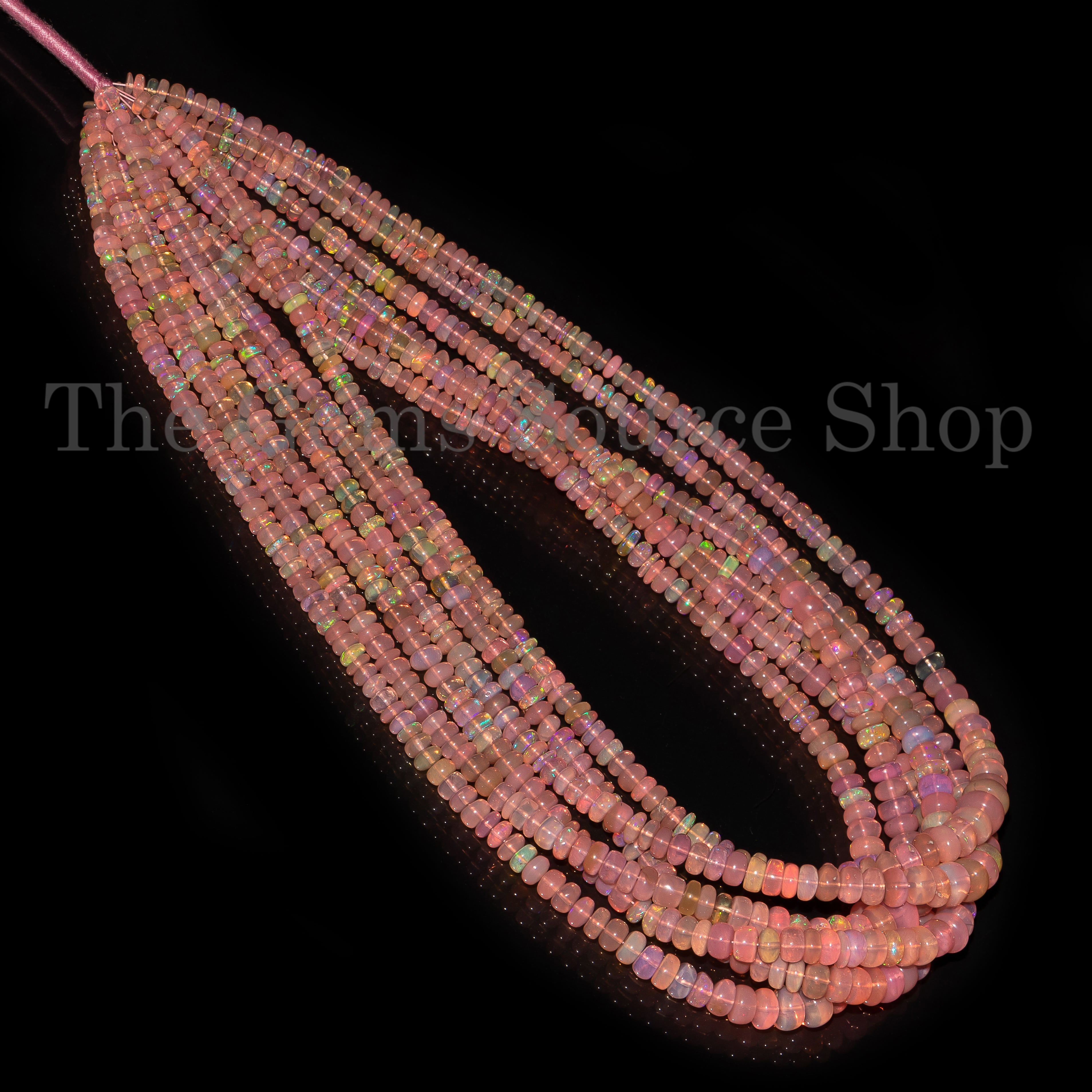 Rose Ethiopian Opal Beads, Opal Smooth Rondelle Shape, Gemstone Beads