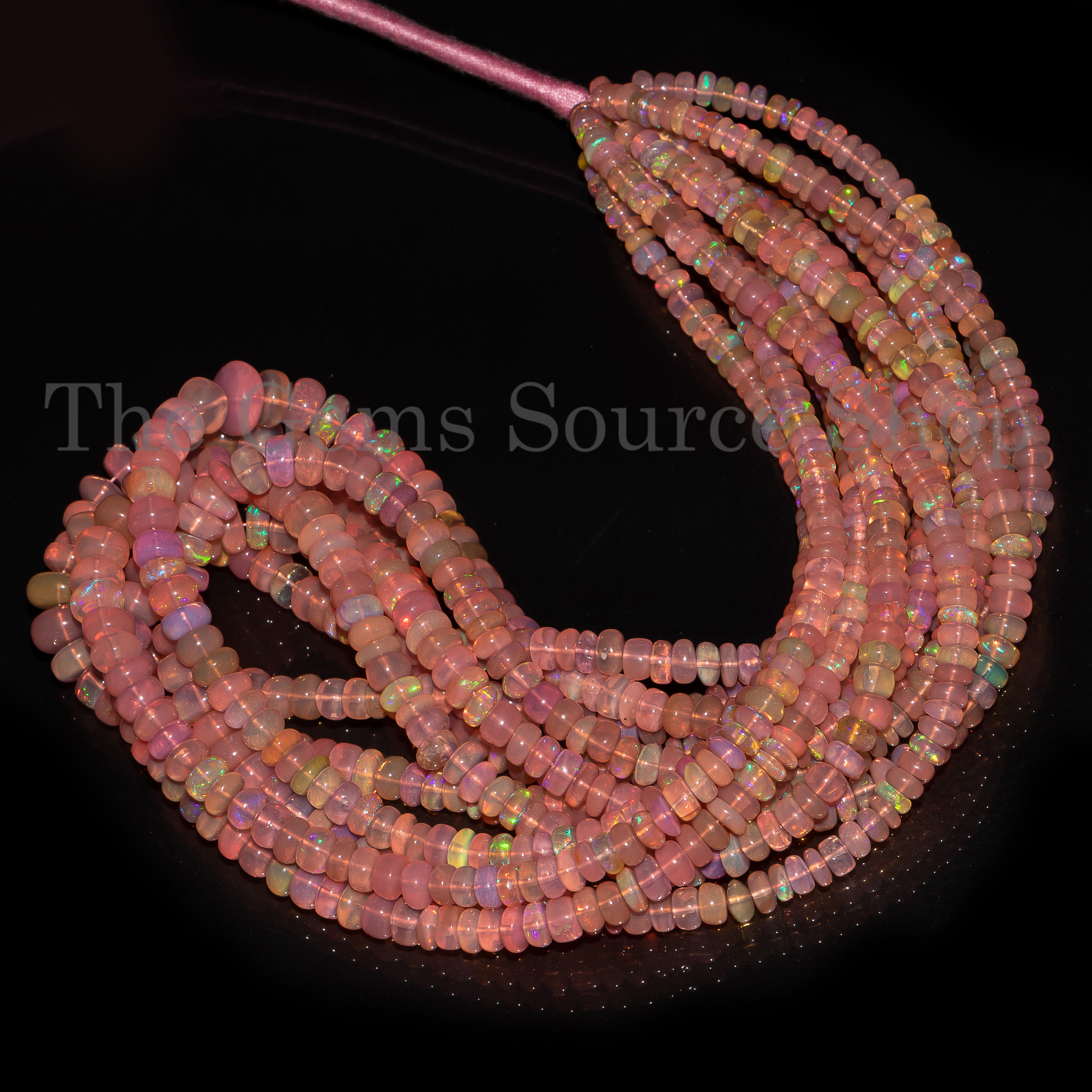 Rose Ethiopian Opal Beads, Opal Smooth Rondelle Shape, Gemstone Beads