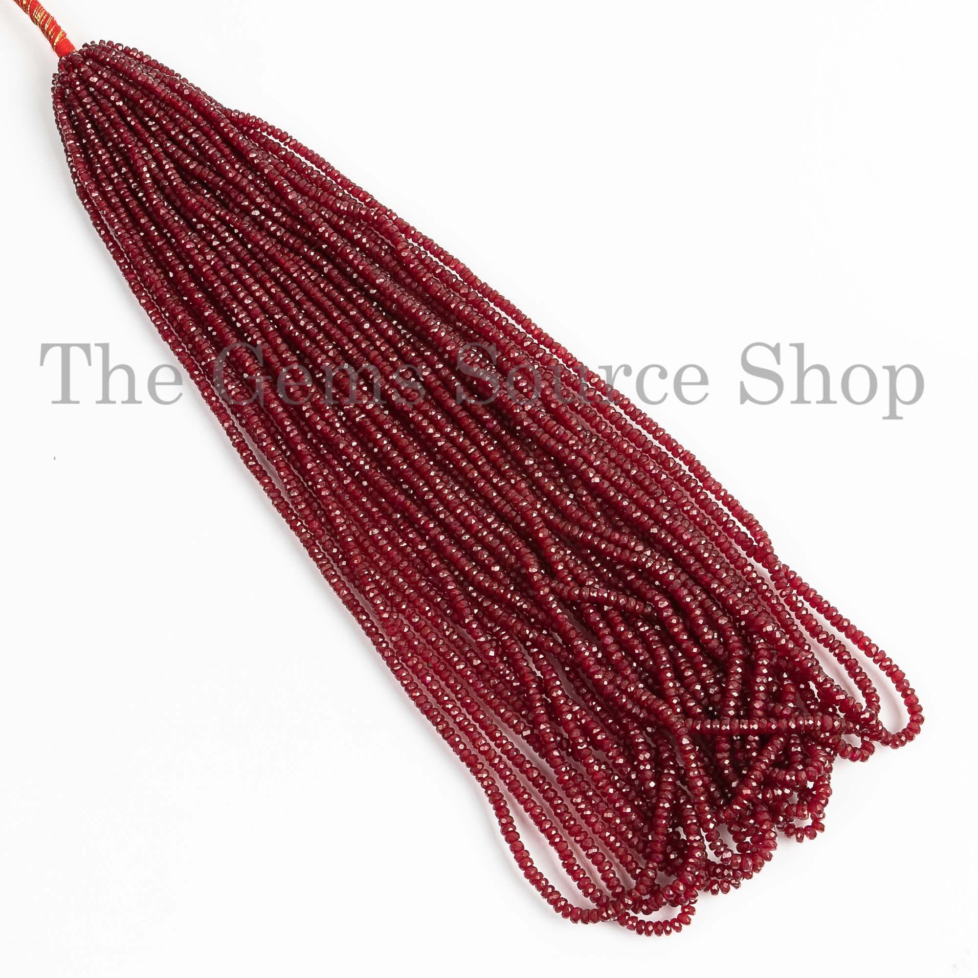 2.5-3mm Natural Ruby Faceted Beads, Ruby Rondelle Shape Beads, Ruby Briolette Beads, Ruby Beads, Jewelry Making Beads