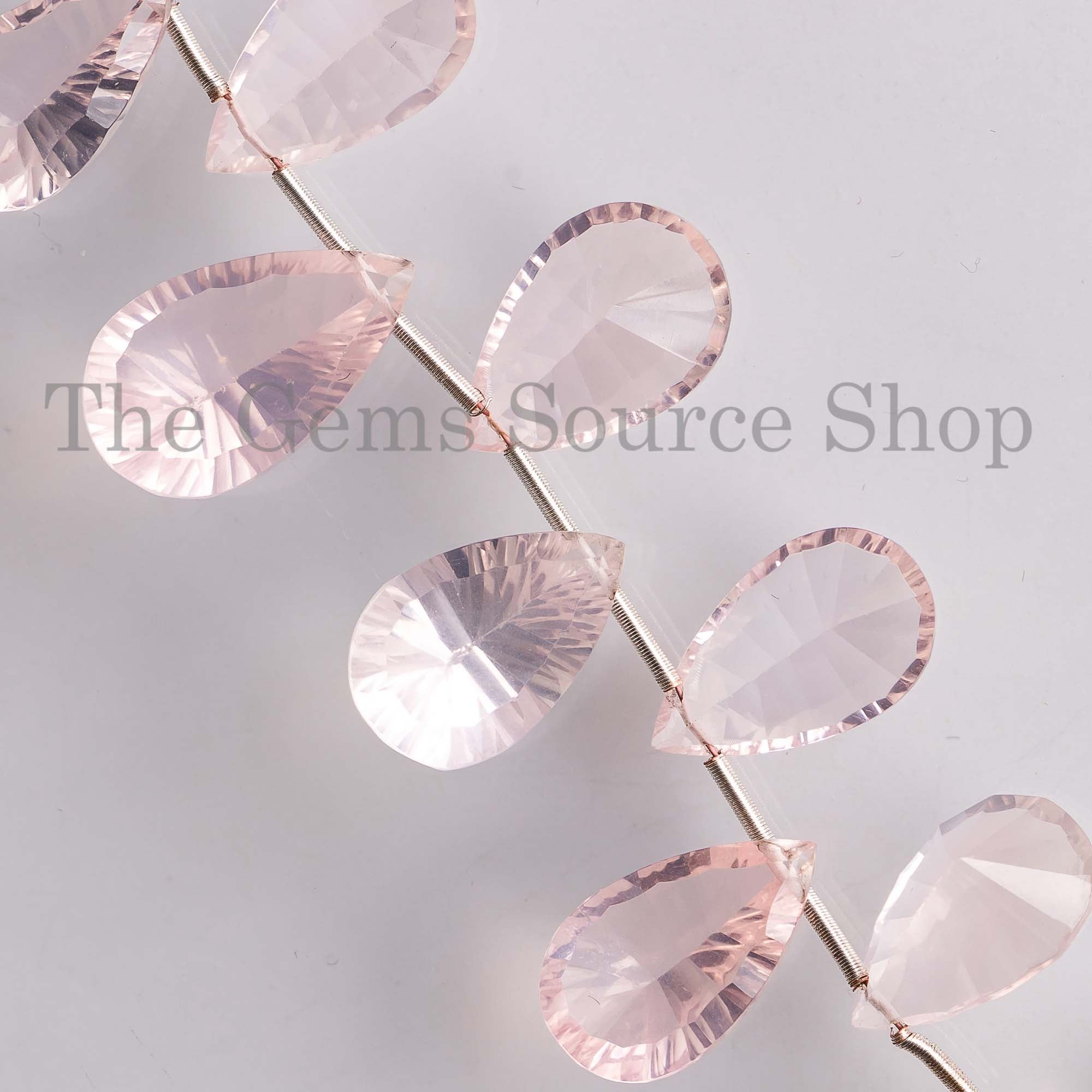 Rose Quartz Concave Cut Pear Side Drill Beads, Rose Quartz Concave Cut Beads, Rose Quartz Beads