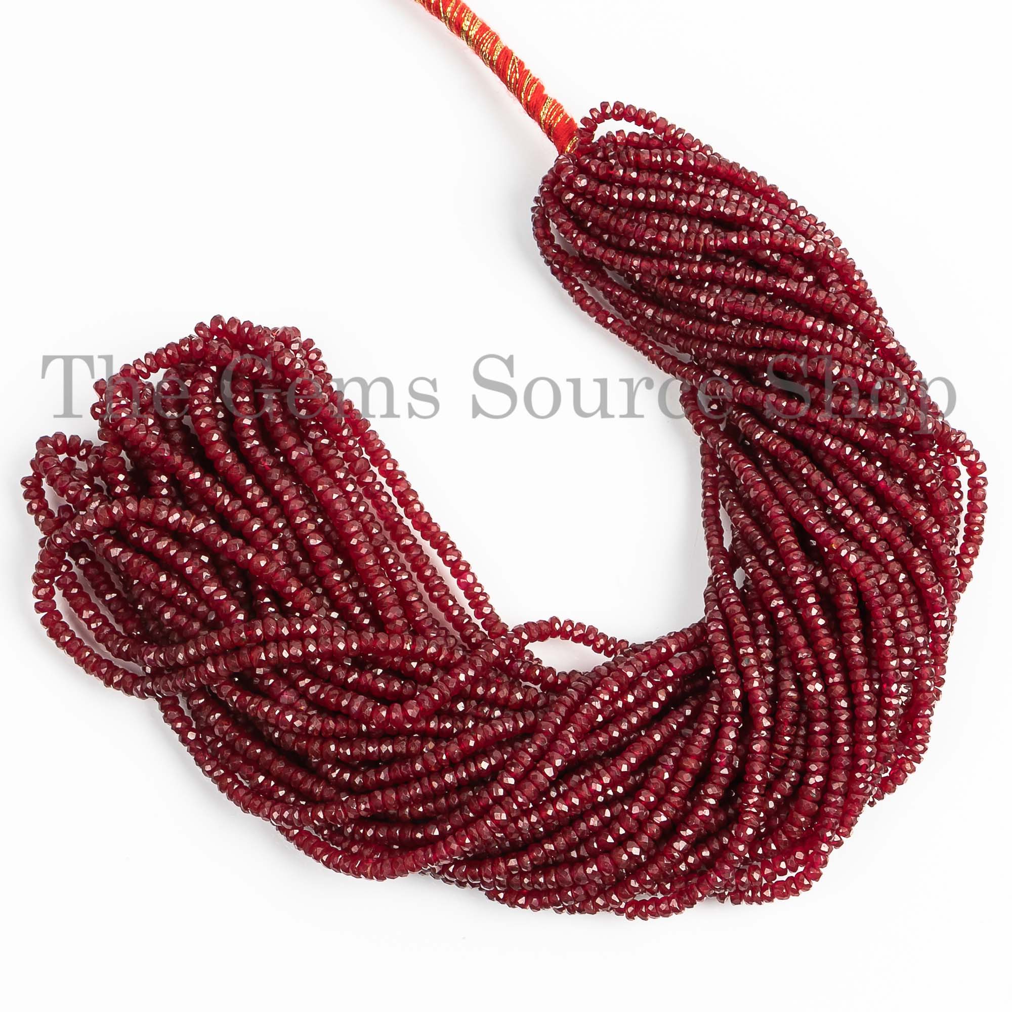 2.5-3mm Natural Ruby Faceted Beads, Ruby Rondelle Shape Beads, Ruby Briolette Beads, Ruby Beads, Jewelry Making Beads
