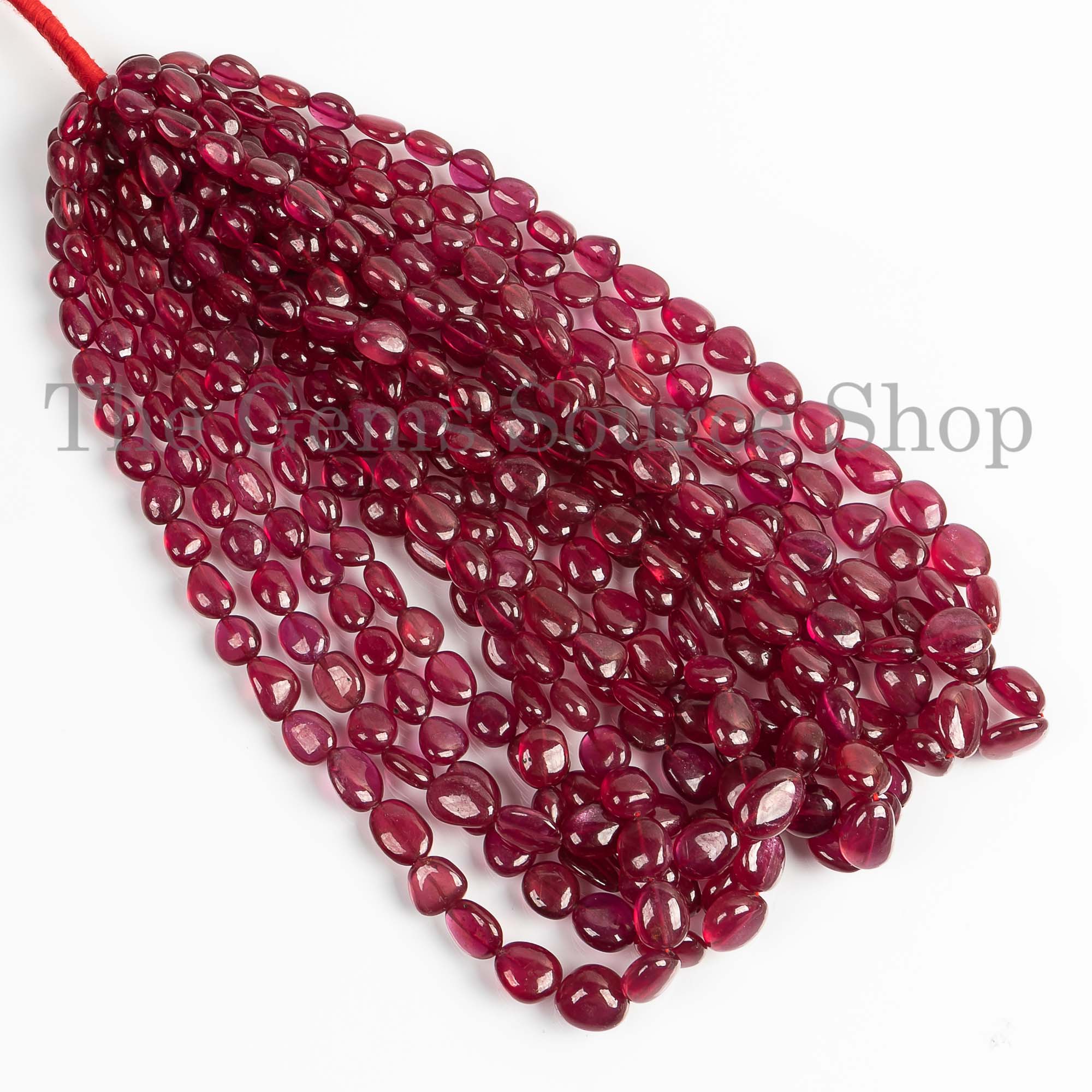 Natural Ruby 6x8-9x12mm Smooth Nuggets 15" Beads Strand for Jewelry Makings