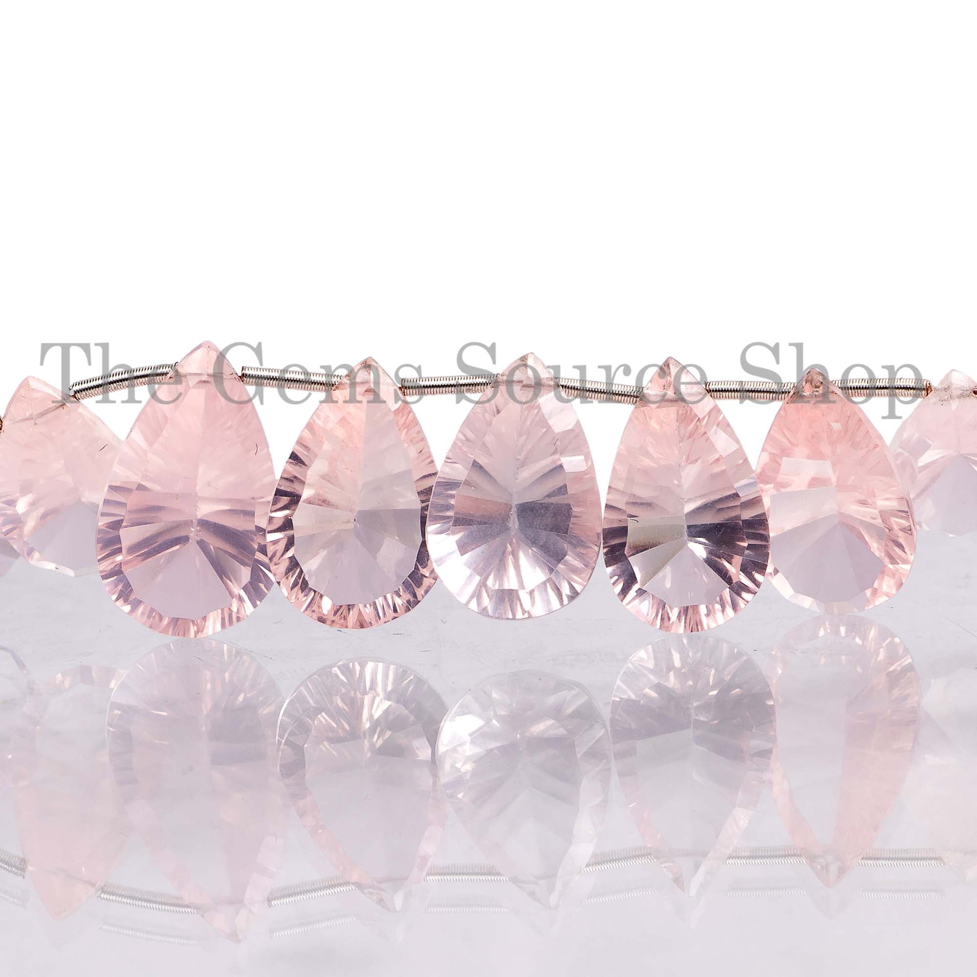 Rose Quartz Concave Cut Pear Side Drill Beads, Rose Quartz Concave Cut Beads, Rose Quartz Beads