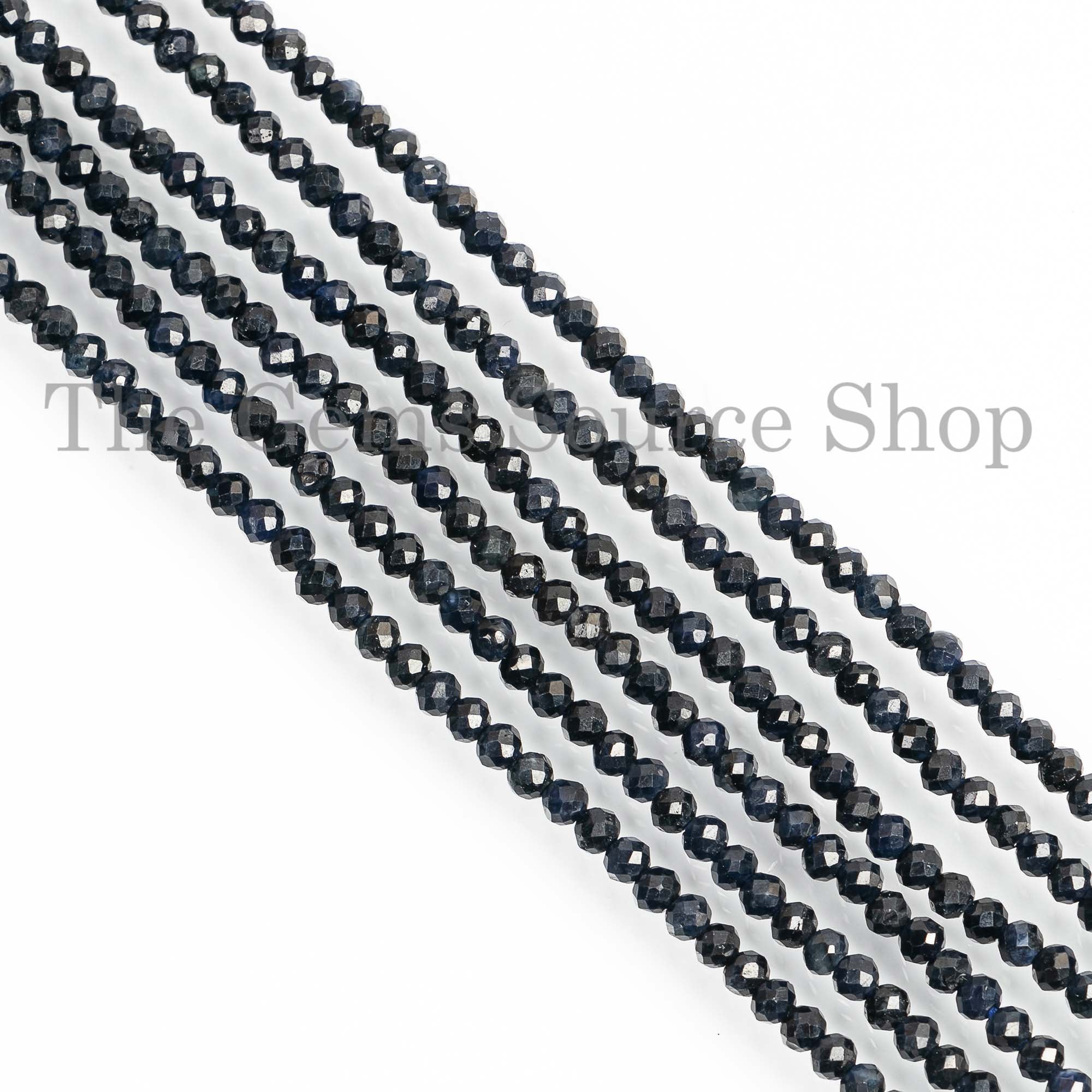 3mm Dark Blue Sapphire Faceted Rondelle Beads, Sapphire Gemstone Beads, Sapphire Rondelle Beads, Jewelry Beads For Jewelry