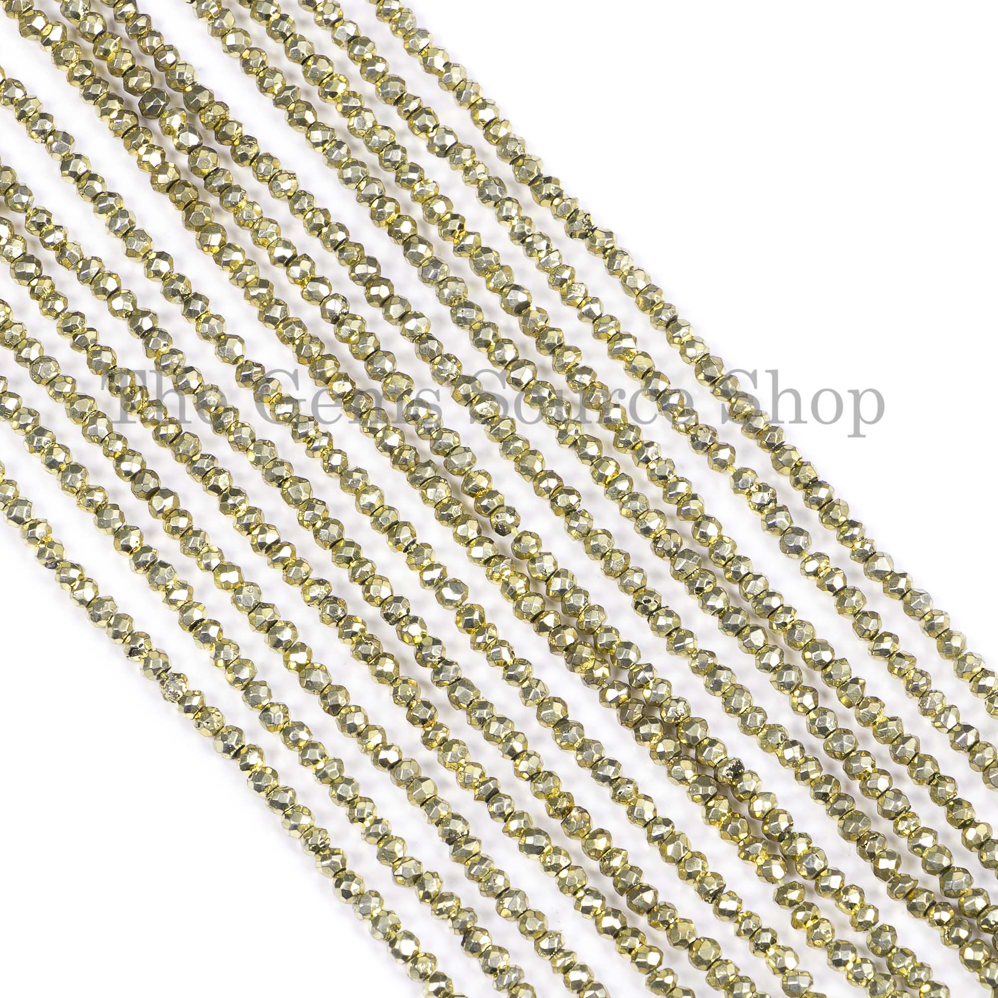 Natural Pyrite Faceted Rondelle Beads, Pyrite Coated Faceted Beads, Natural Pyrite Rondelle Beads
