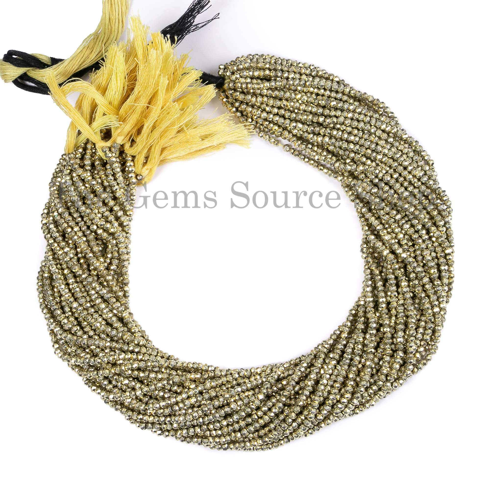 Natural Pyrite Faceted Rondelle Beads, Pyrite Coated Faceted Beads, Natural Pyrite Rondelle Beads