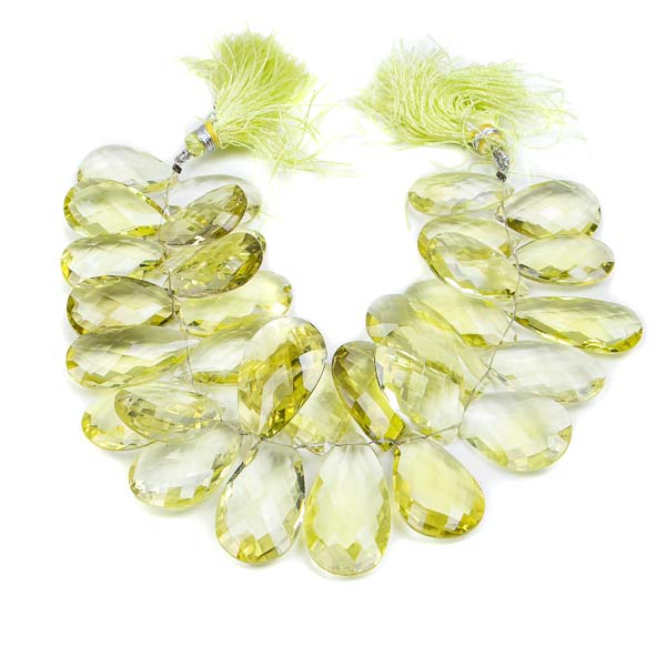 Lemon Quartz Beads, Big Size Pear Gemstone Beads, Pear Briolette