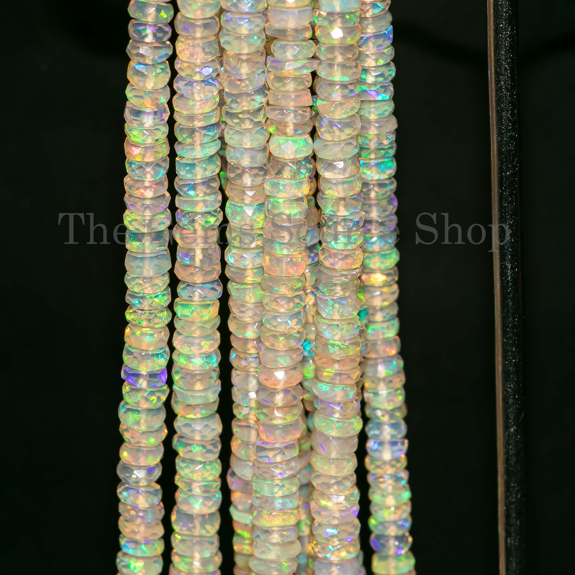 Natural Ethiopian Opal Faceted Rondelle Beads, Ethiopian Opal Beads, Opal Tyre Beads, Fire Opal Beads,