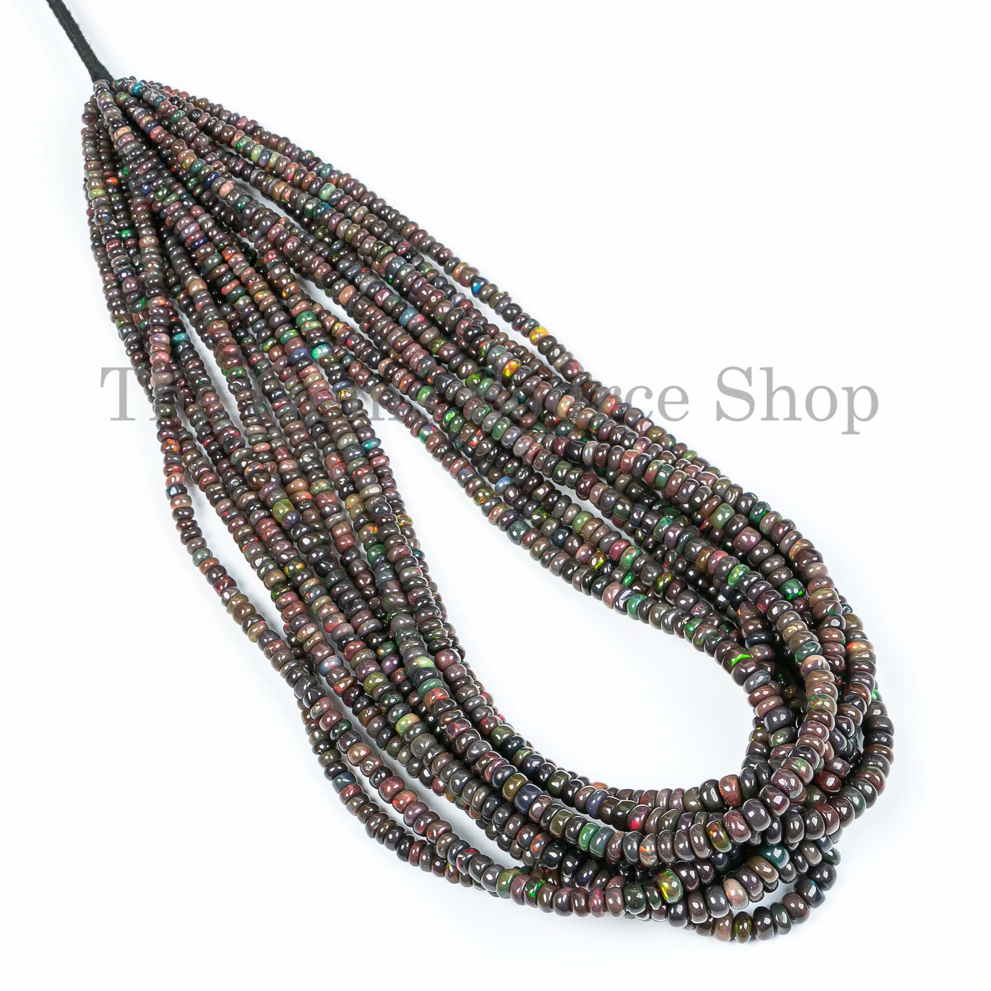 2.5-5.5mm Black Ethiopian Opal Rondelle Beads, Ethiopian Opal Beads, Black Opal Beads