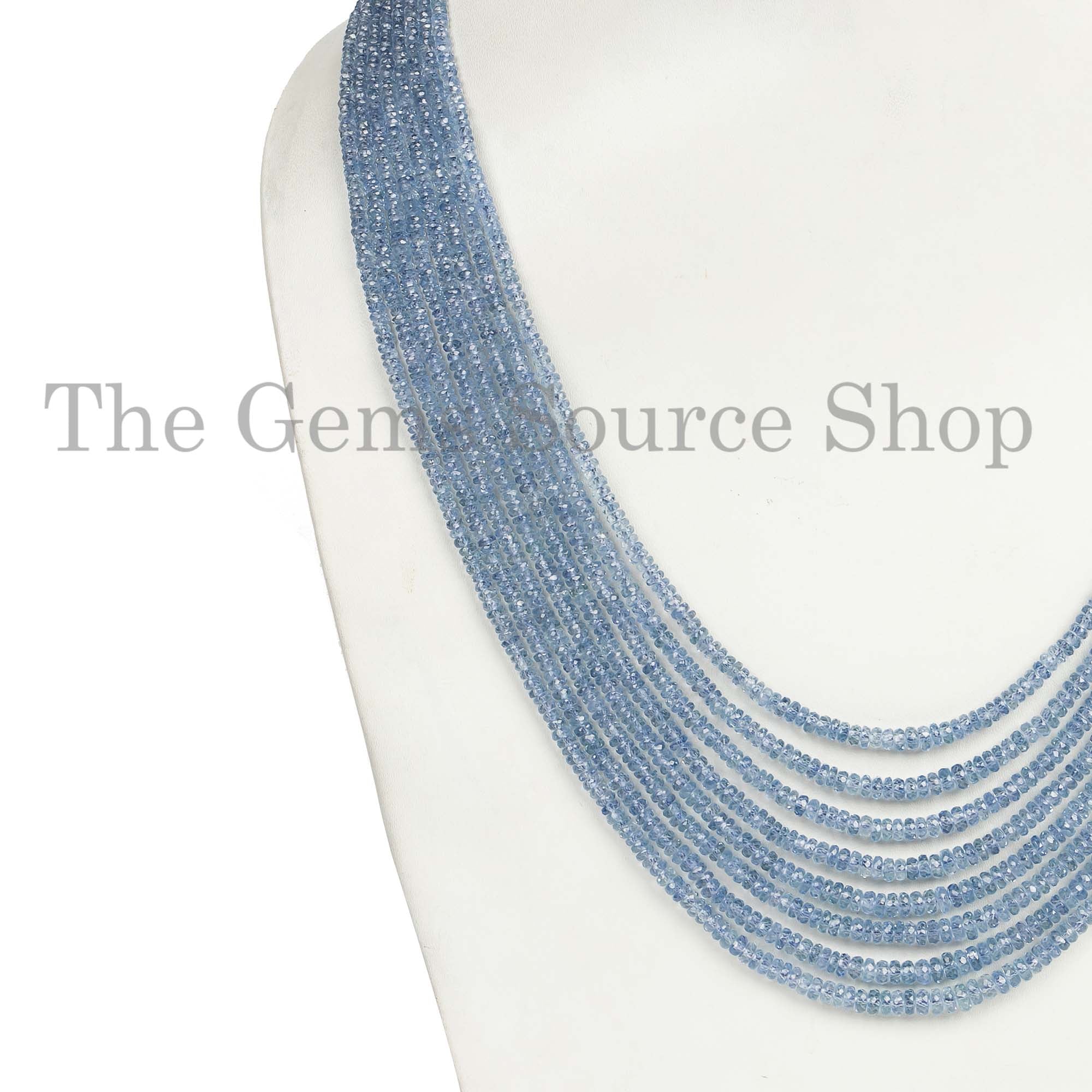 2.5-5mm Ceylon Sapphire Necklace, Gemstone Rondelle Necklace, Natural Sapphire Layered Beaded Necklace, Gift For Her, Mother's Day Gift