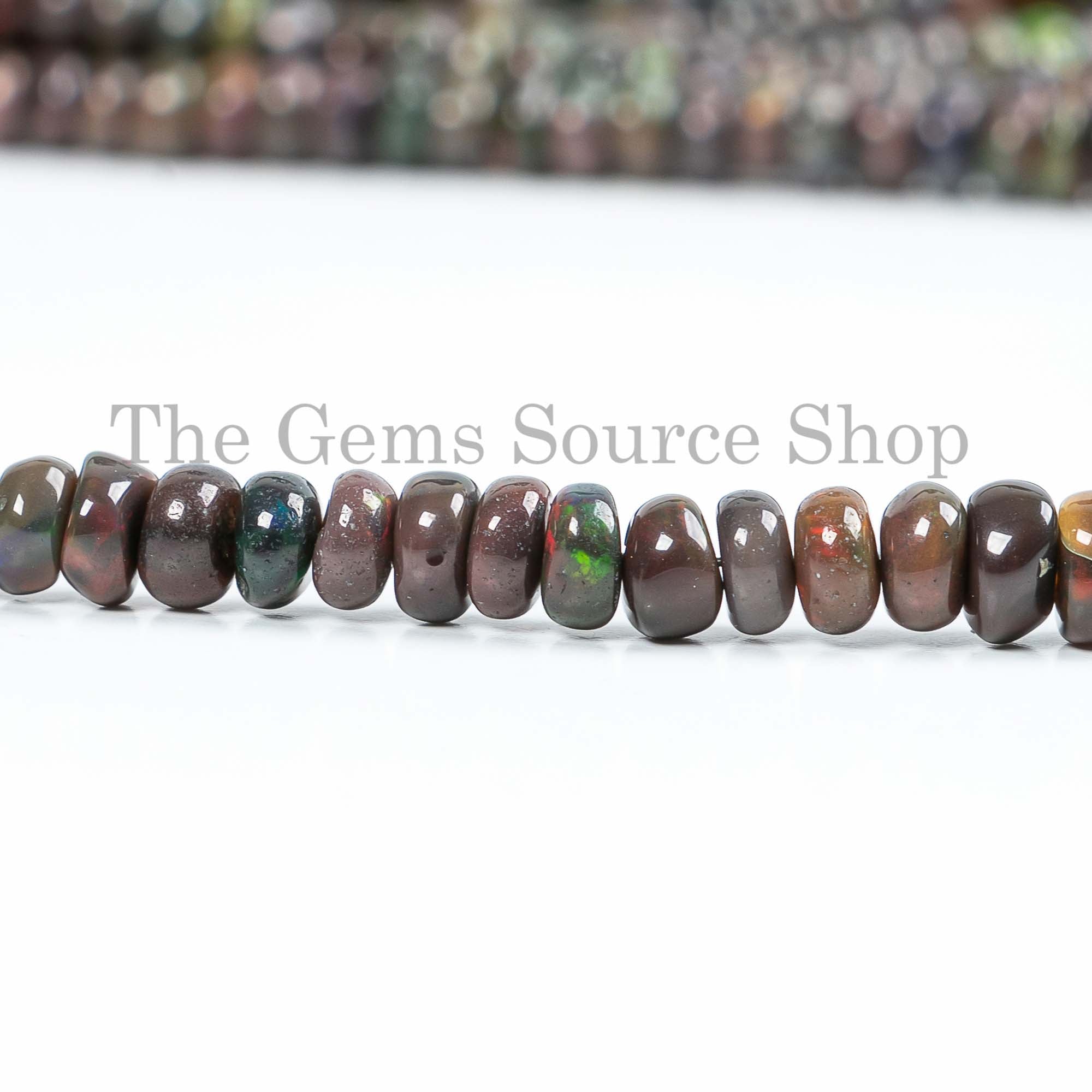 2.5-5.5mm Black Ethiopian Opal Rondelle Beads, Ethiopian Opal Beads, Black Opal Beads