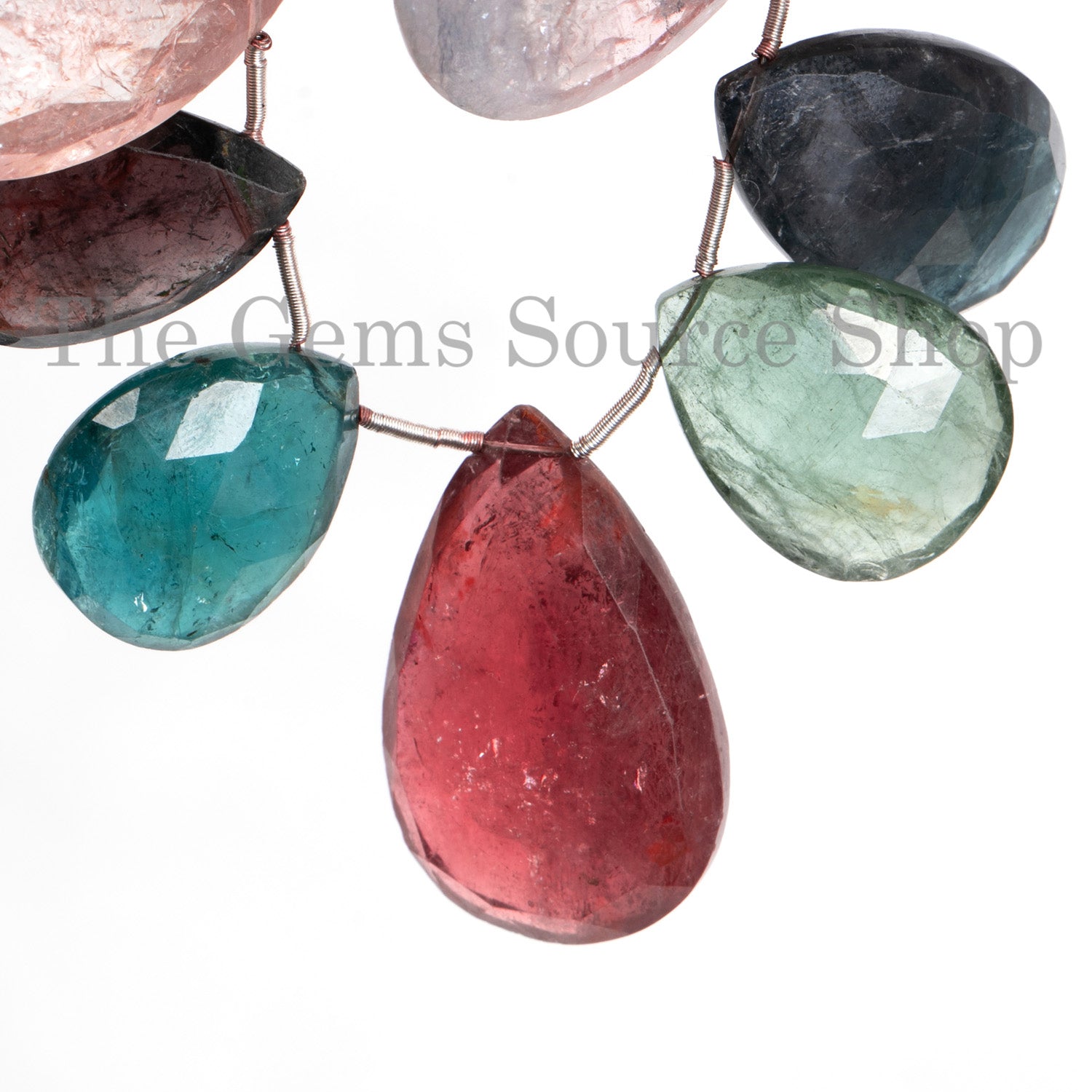Multi Tourmaline Pear Briolette, Faceted Gemstone Beads, Wholesale Beads