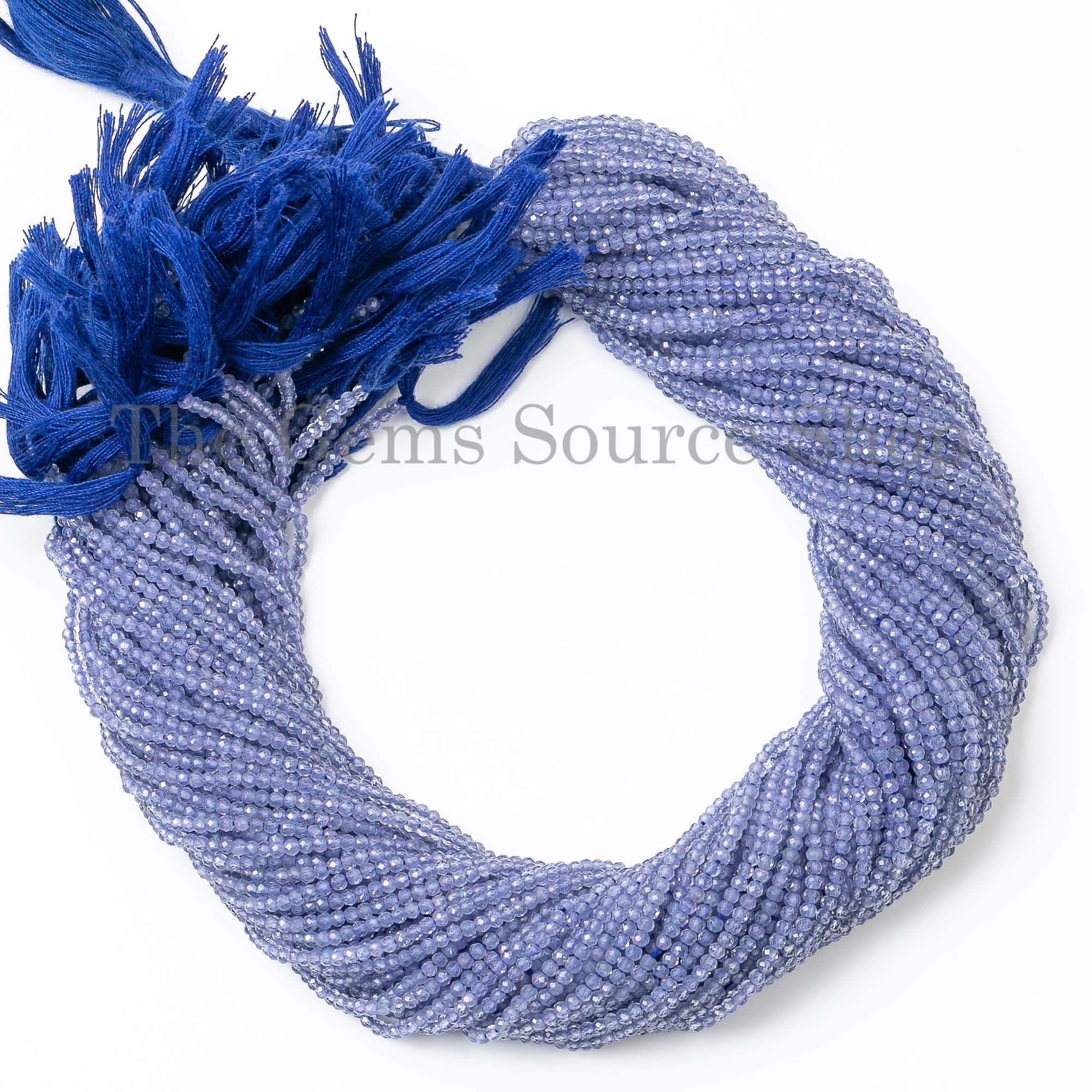 Rondelle Shape Faceted Natural Tanzanite Center Drilled 2mm Gemstone Beads 13" Strand