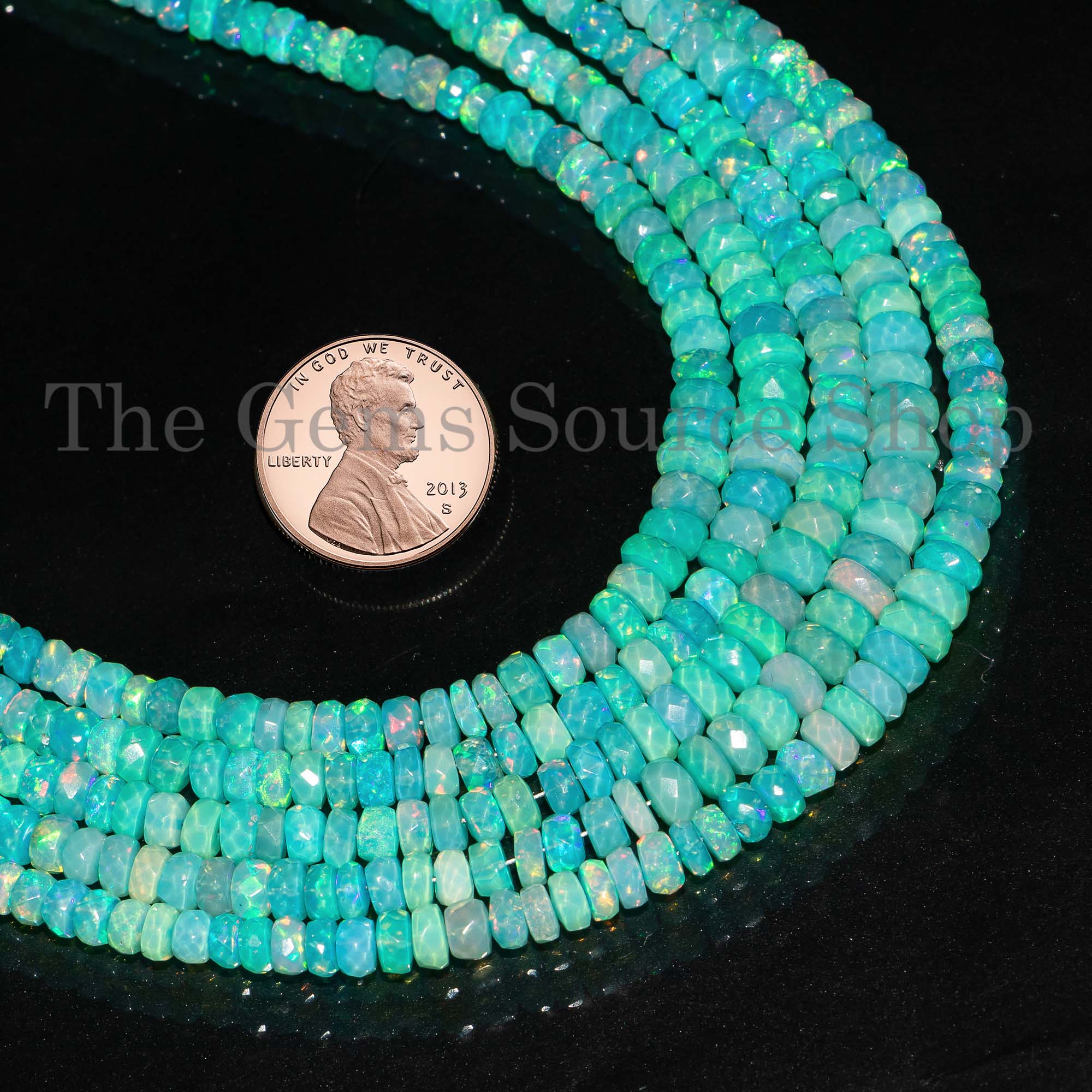 Paraiba Opal Faceted Rondelle Beads, Opal Wholesale Beads, Opal Gemstone, Fire Opal Beads