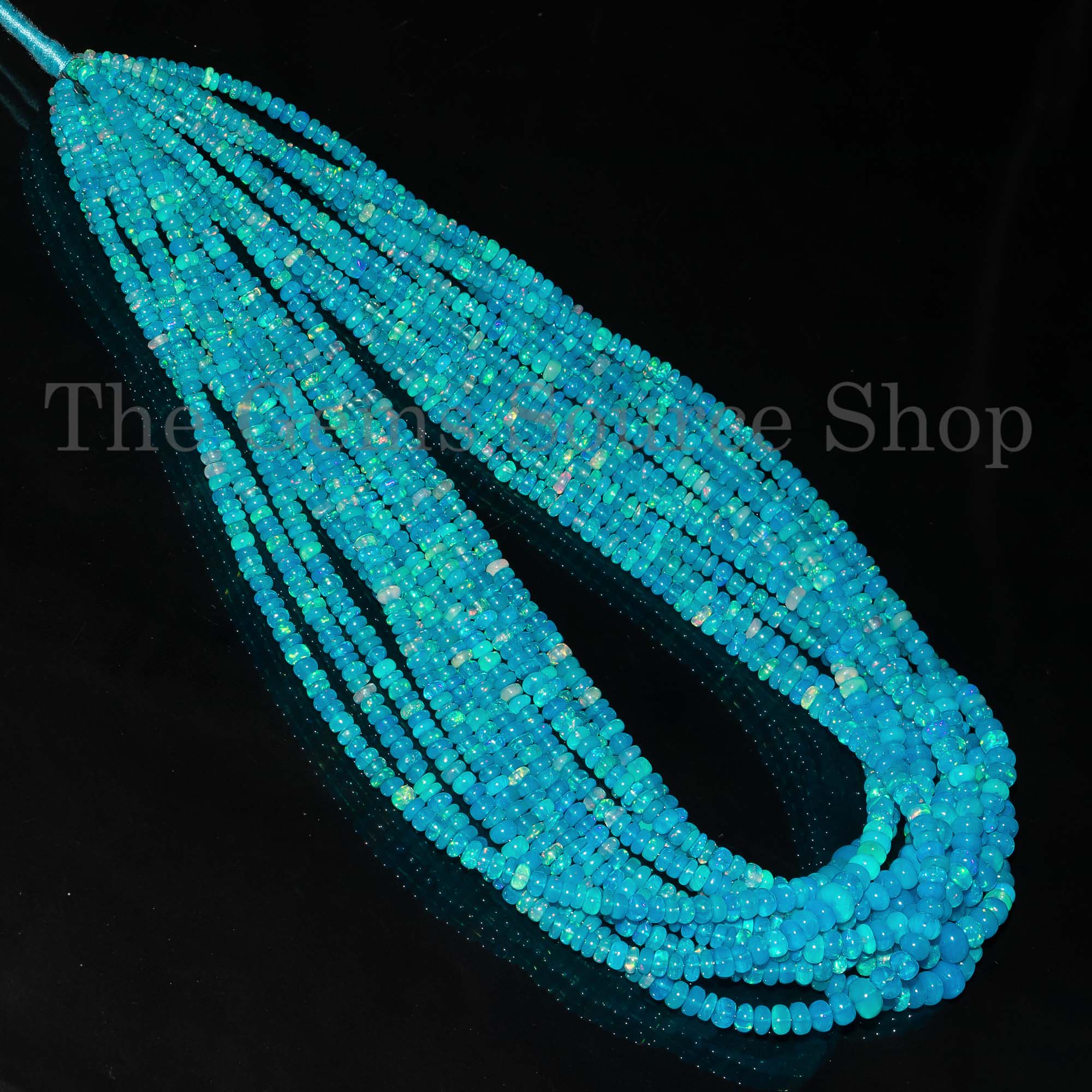 Blue Ethiopian Opal Beads, Blue Opal Smooth Beads, Blue Opal Rondelle Shape Beads, Wholesale Beads