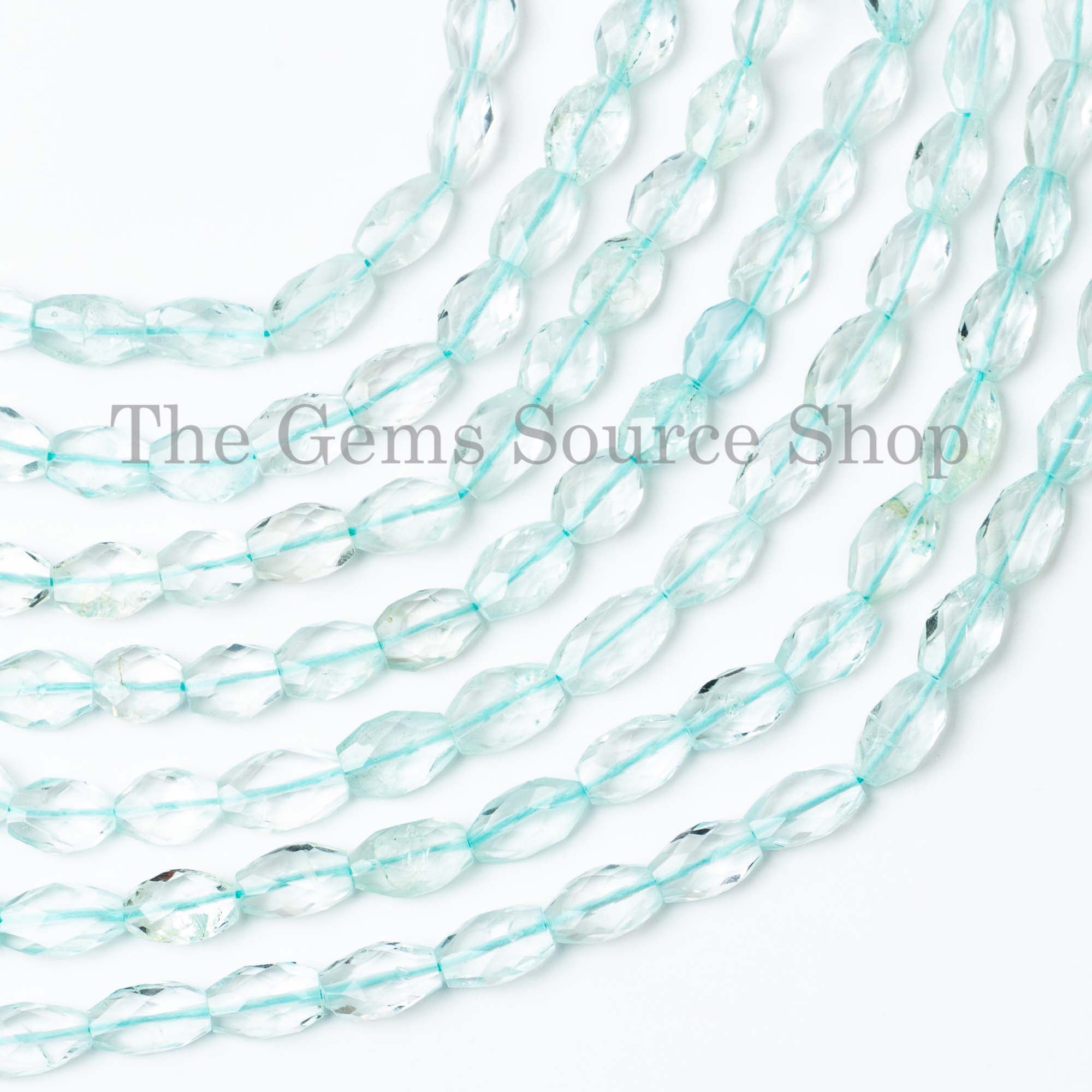 Natural Aquamarine Faceted Oval Beads, Wholesale Aquamarine Beads, Gemstone Beads