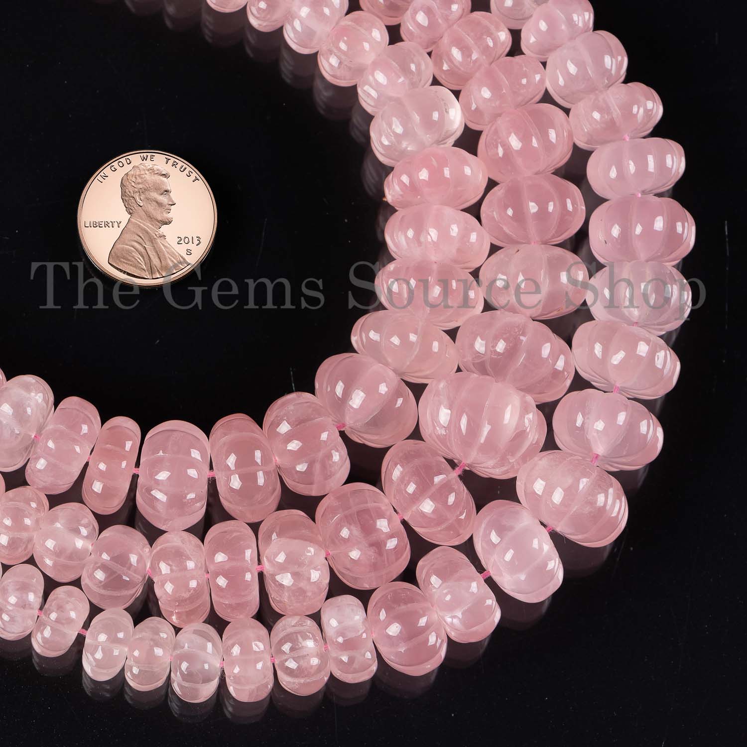 Rose Quartz Carving Rondelle Gemstone Beads, Rose Quartz Carving, AAA Quality