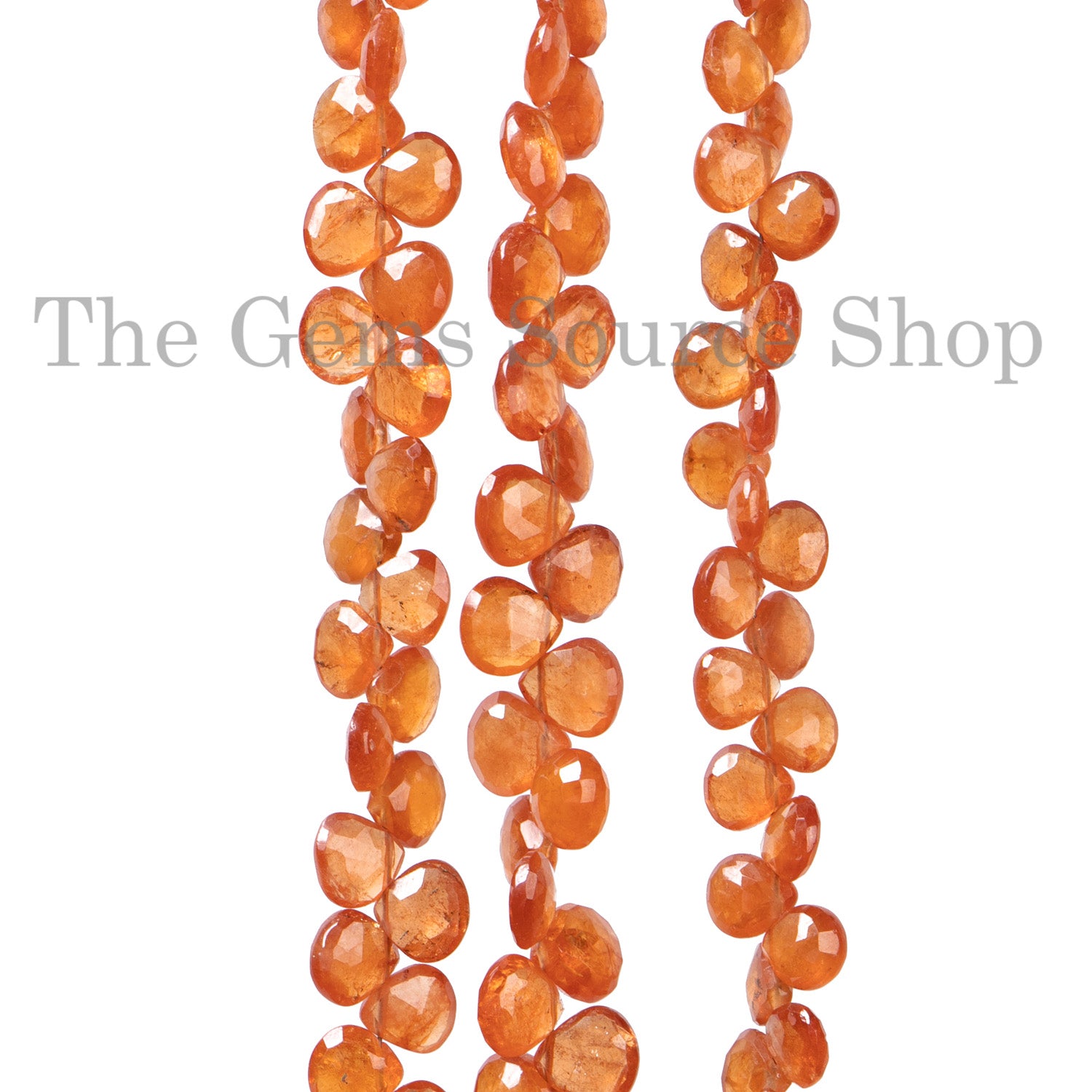 Spessartine Garnet Heart Briolette, Faceted Gemstone Beads, Wholesale Beads