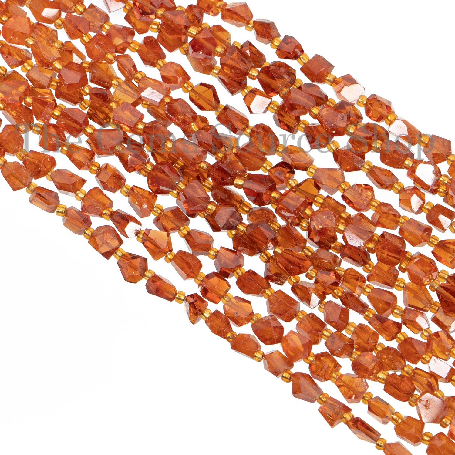 Spessartine Garnet Nuggets Shape Beads, Fancy Faceted Gemstone Beads, Wholesale Beads