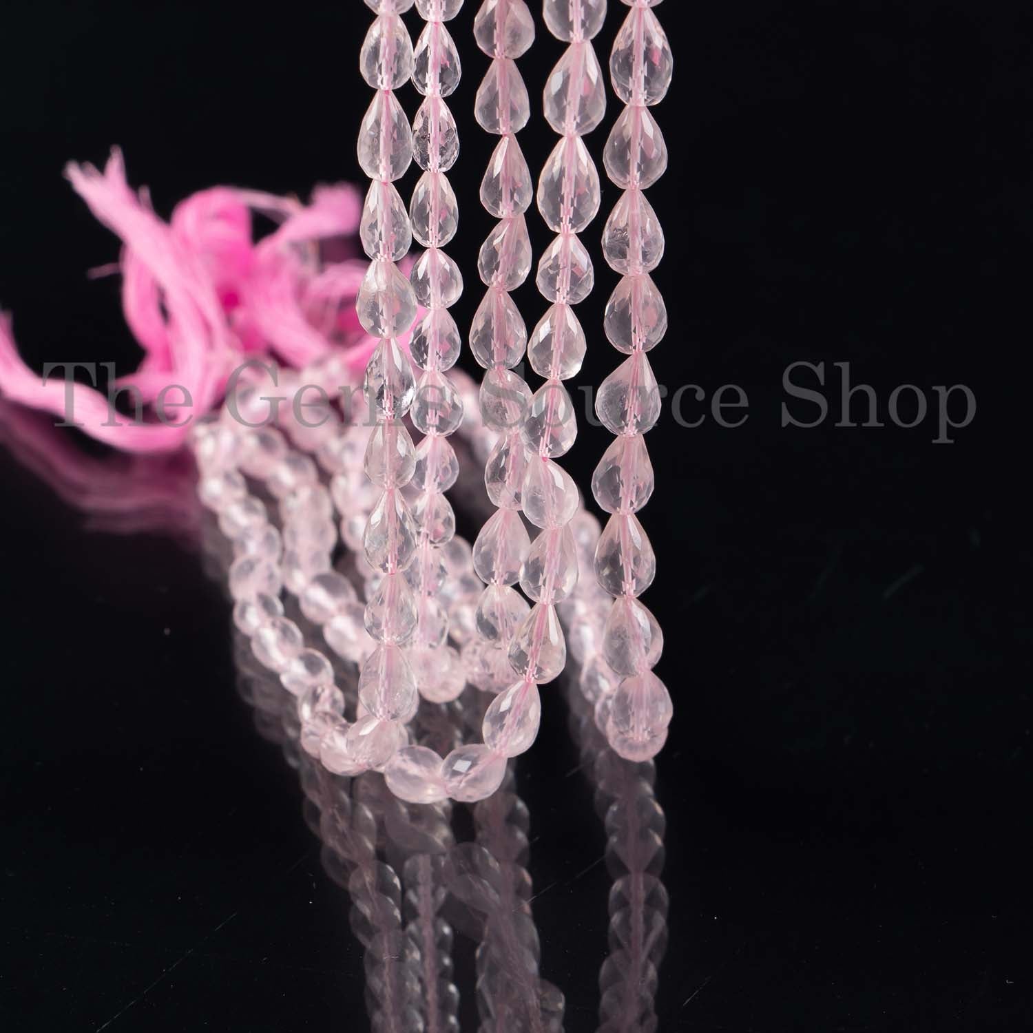 Rose Quartz Beads, Rose Quartz Drops Shape Beads, Rose Quartz Faceted Beads, Rose Quartz Gemstone Beads