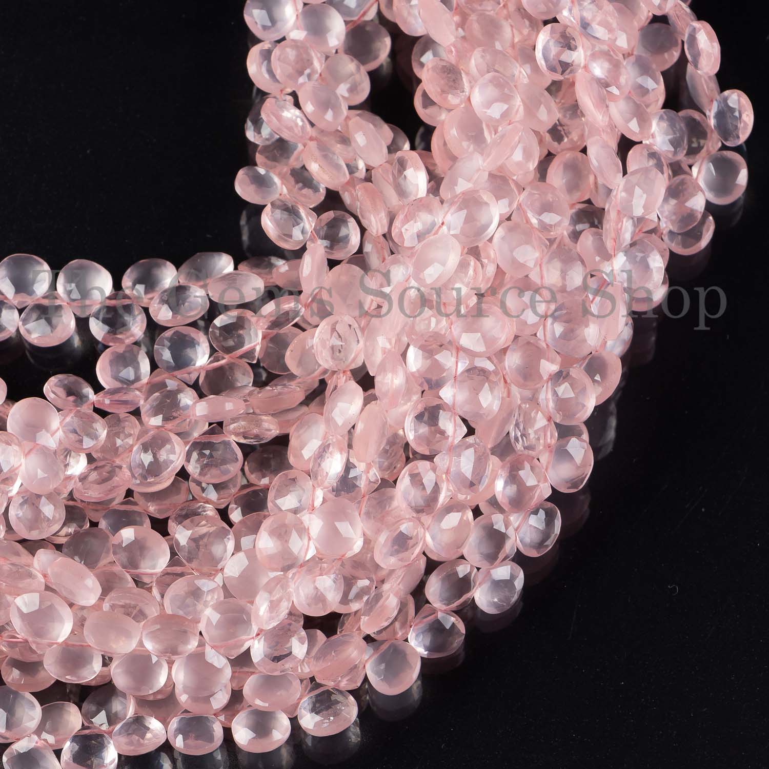 Rose Quartz Beads, Rose Quartz Heart Shape Beads, Rose Quartz Faceted Beads, Rose Quartz Gemstone Beads