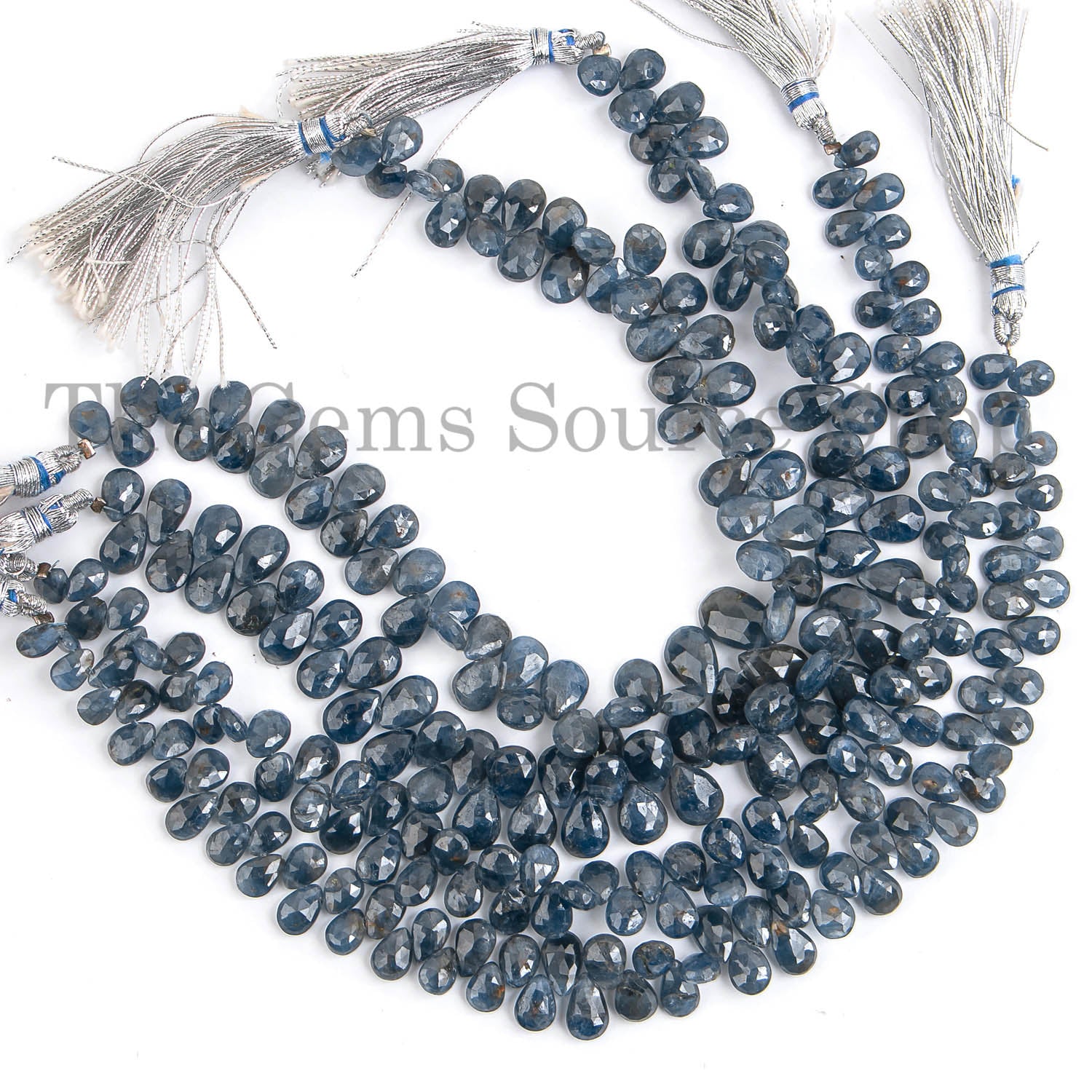 Blue Sapphire Gemstone Beads, Sapphire Faceted Pear Shape Beads