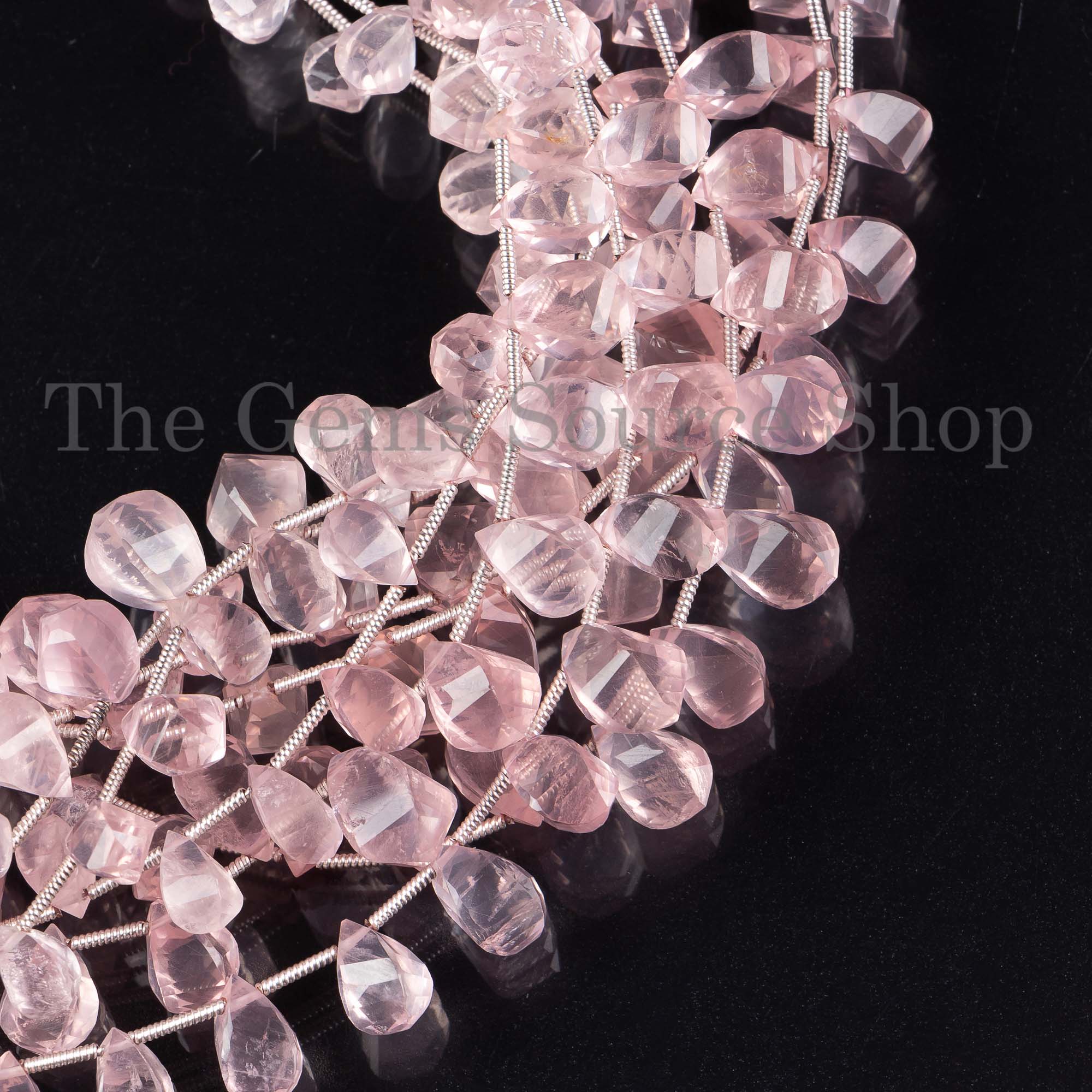 Rose Quartz Beads, Rose Quartz Twisted Drops Beads, Fancy Rose Quartz Beads