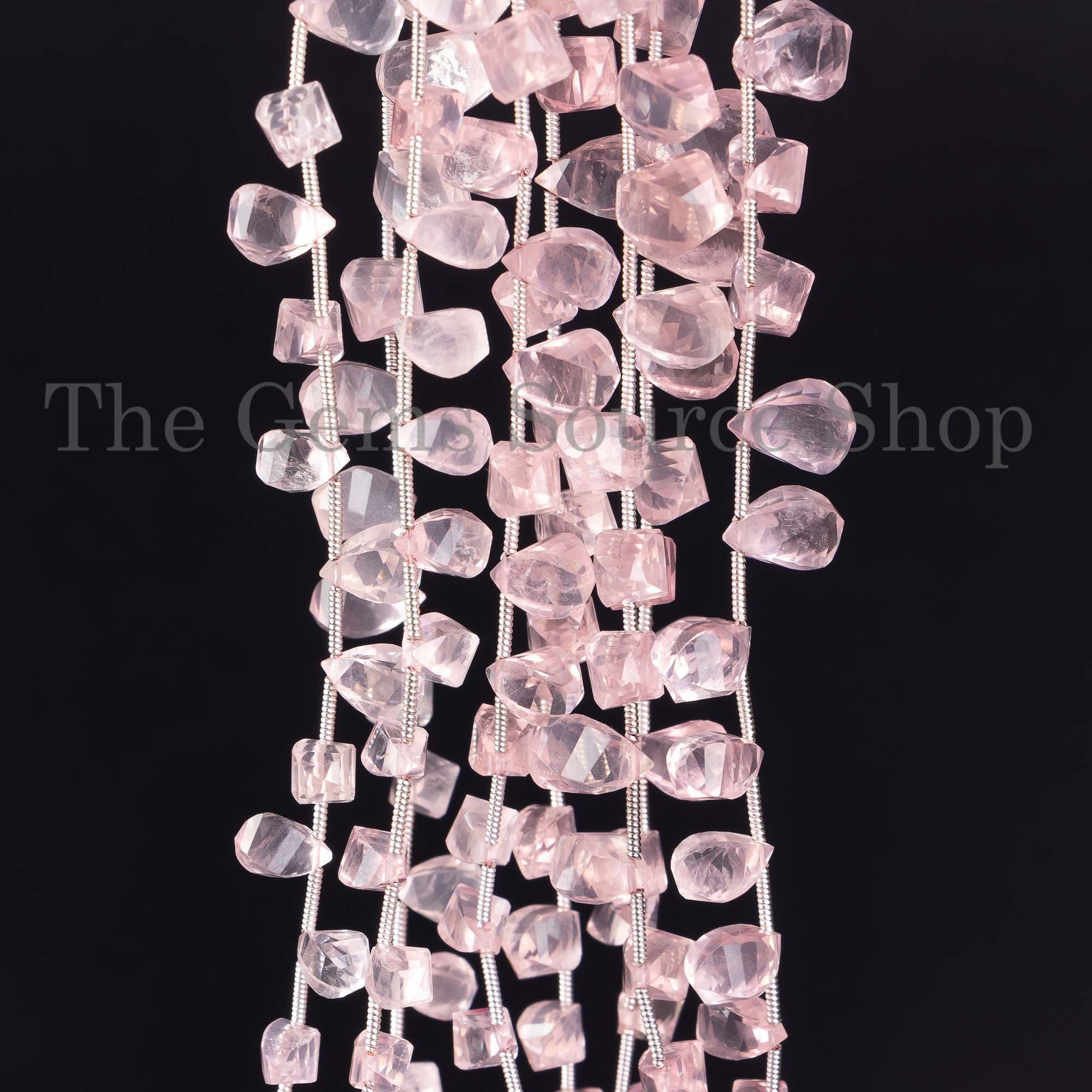 Rose Quartz Beads, Rose Quartz Twisted Drops Beads, Fancy Rose Quartz Beads