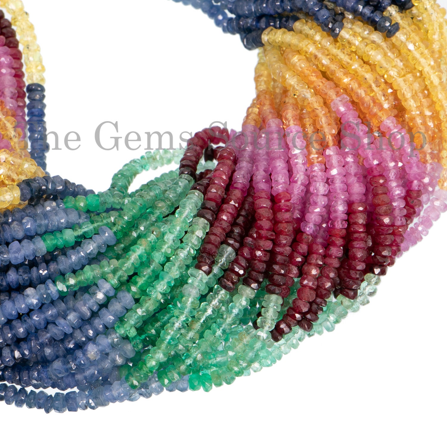 Multi Precious Faceted Rondelle Beads, Natural Multi Sapphire Gemstone Beads, Wholesale Beads